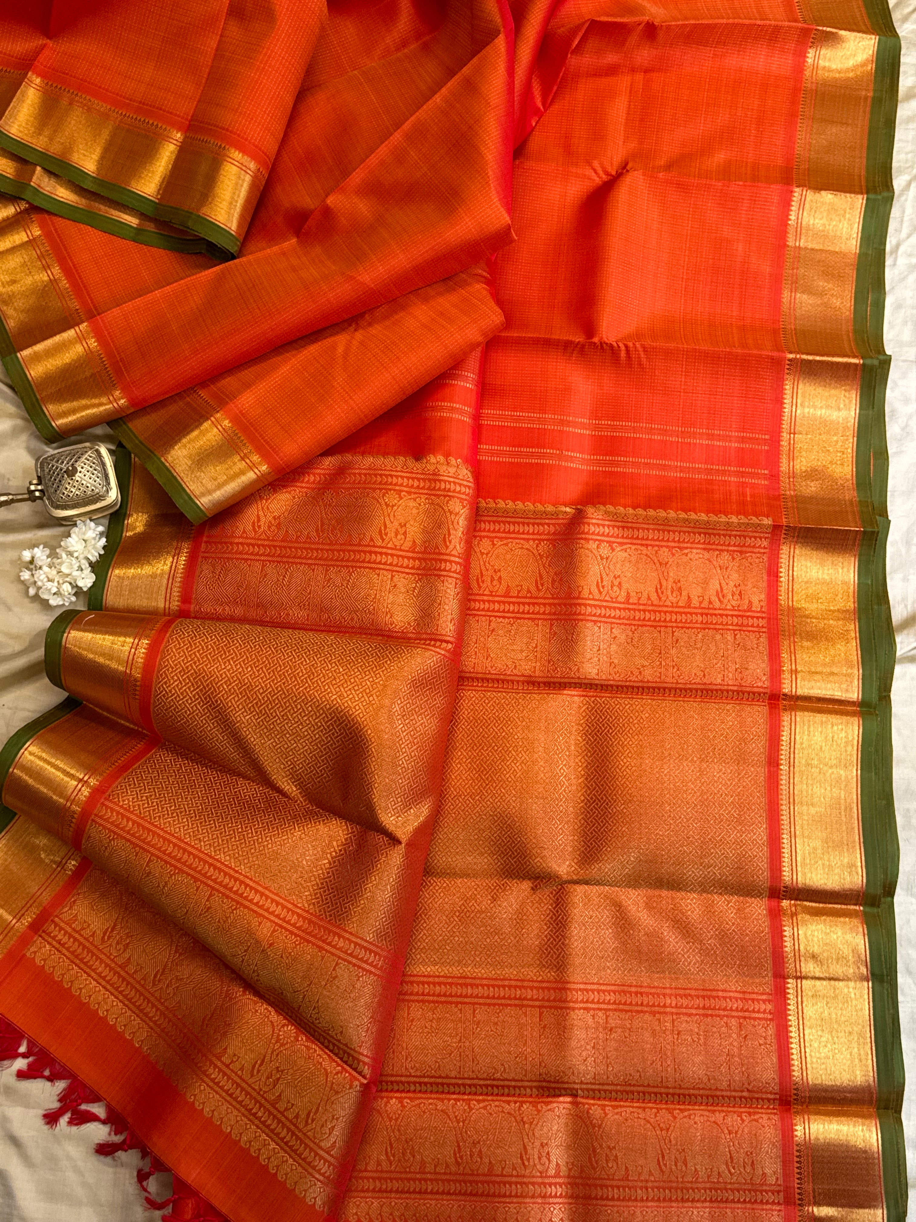 Orange zari oosivanam/ Kanjipuram silk CLSA7777