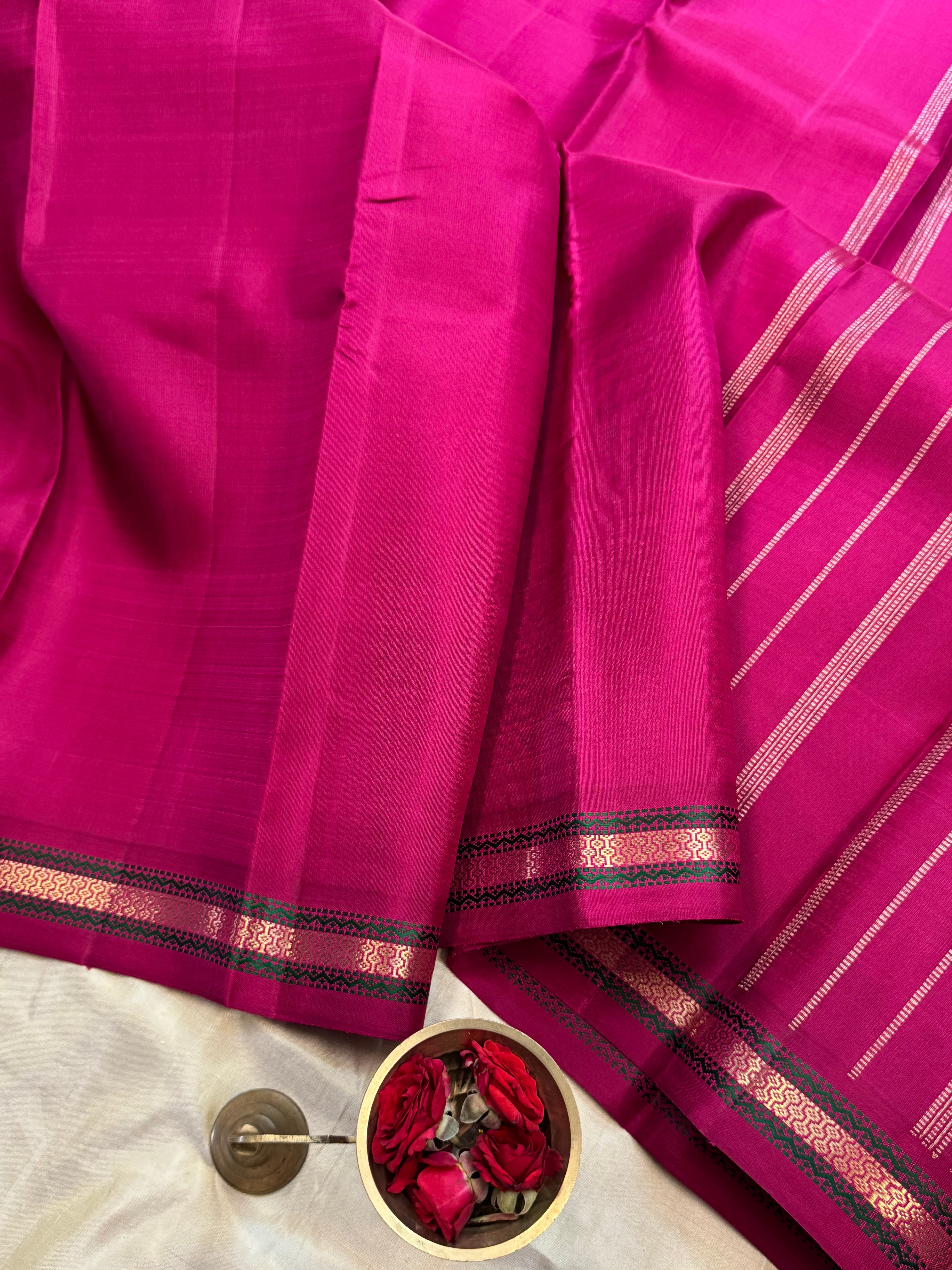 Pink small border/ Kanjipuram silk