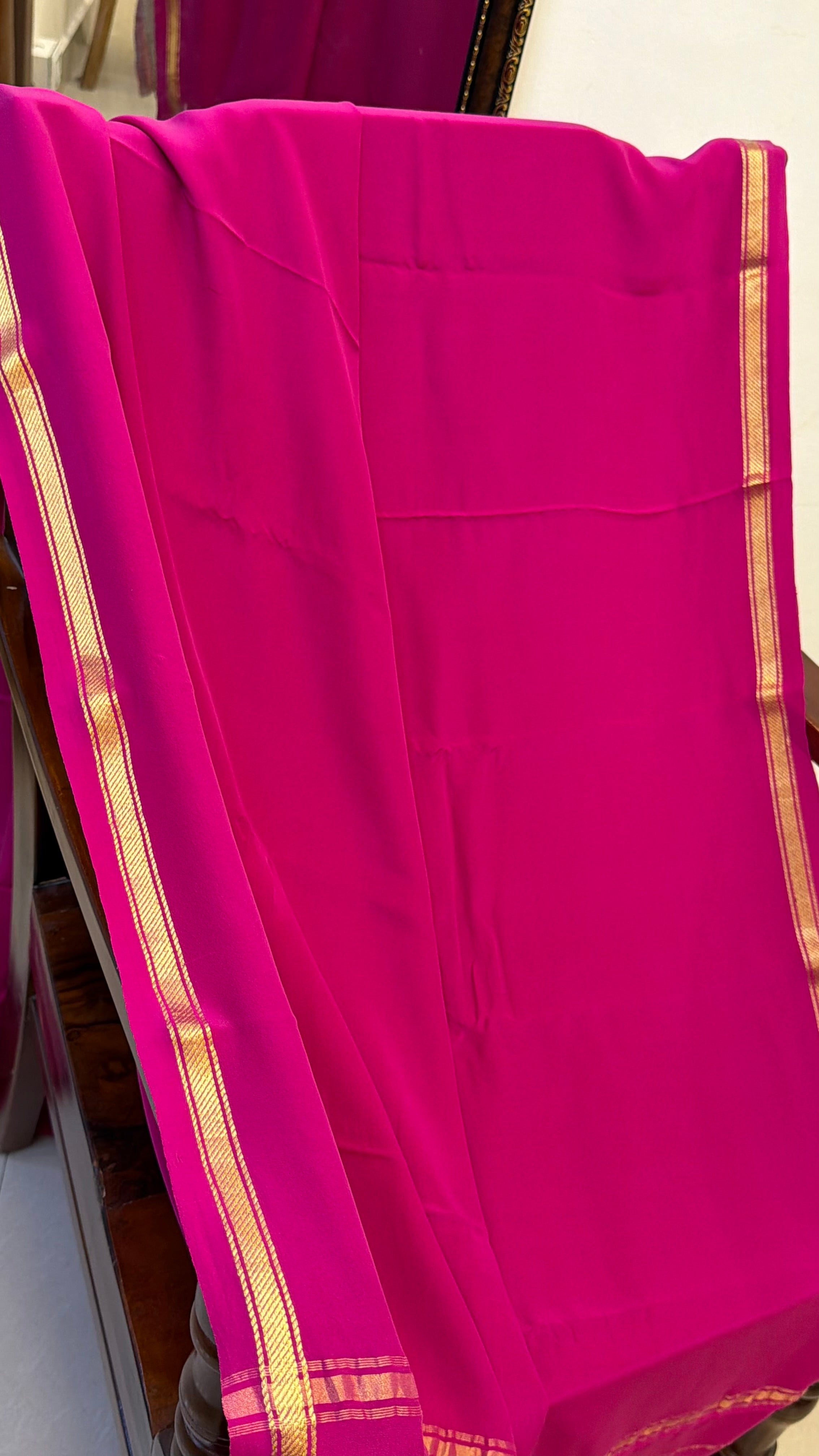 Pink Pure crepe silk saree