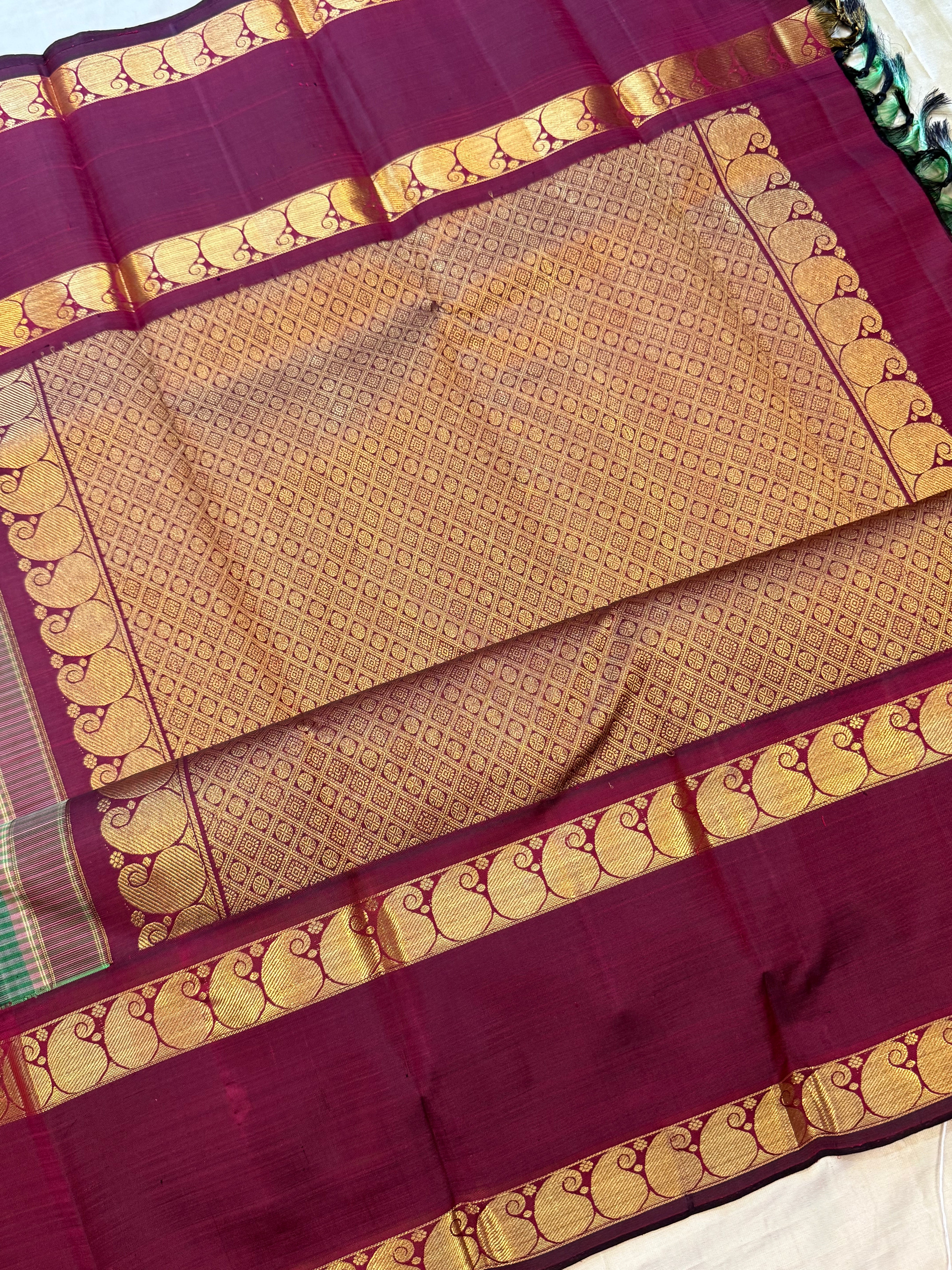 Green vintage stripes and araku rettapet border/ Arani silk