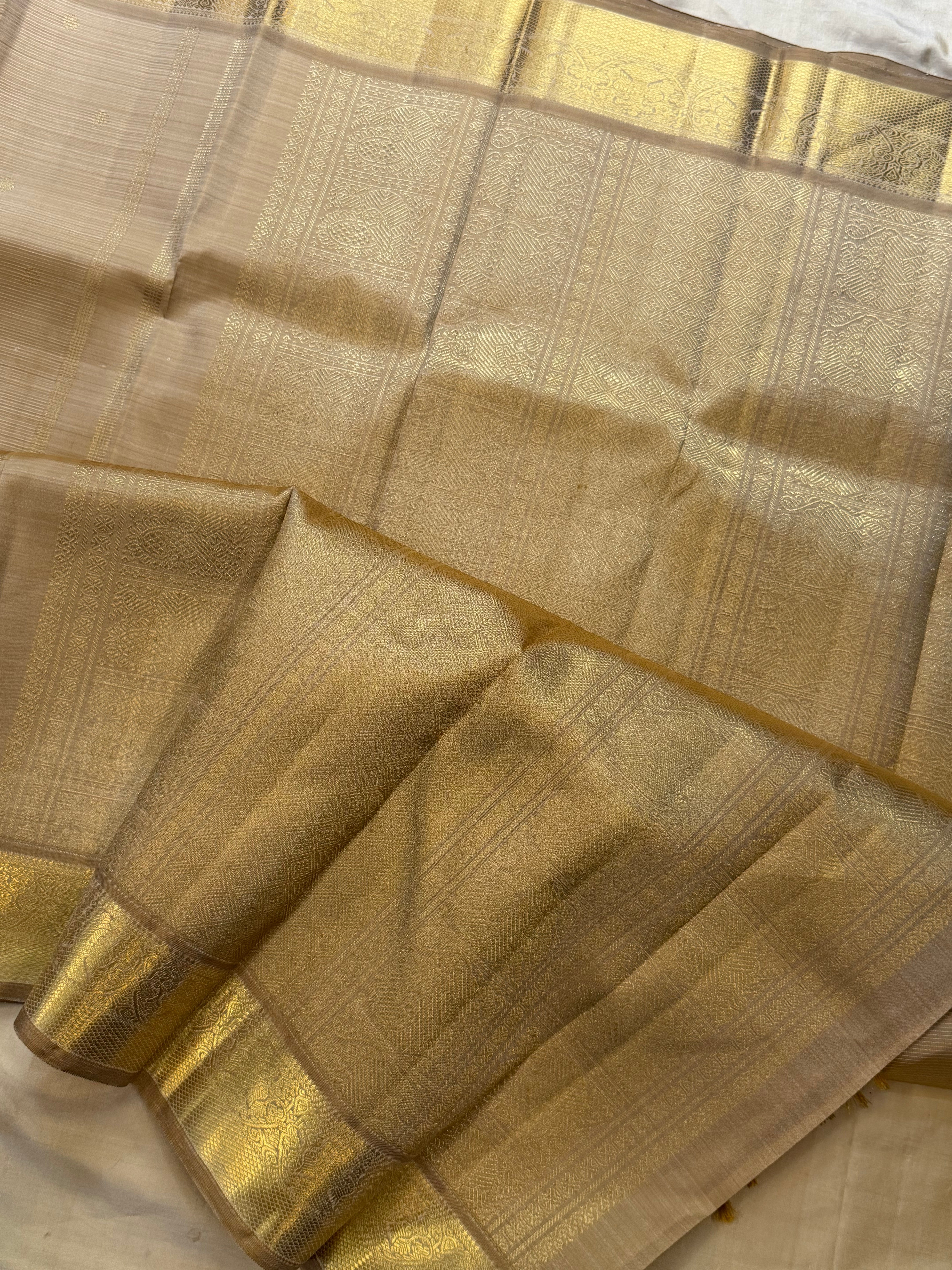 Heirloom Vairaoosi ivory Kanjipuram silk saree