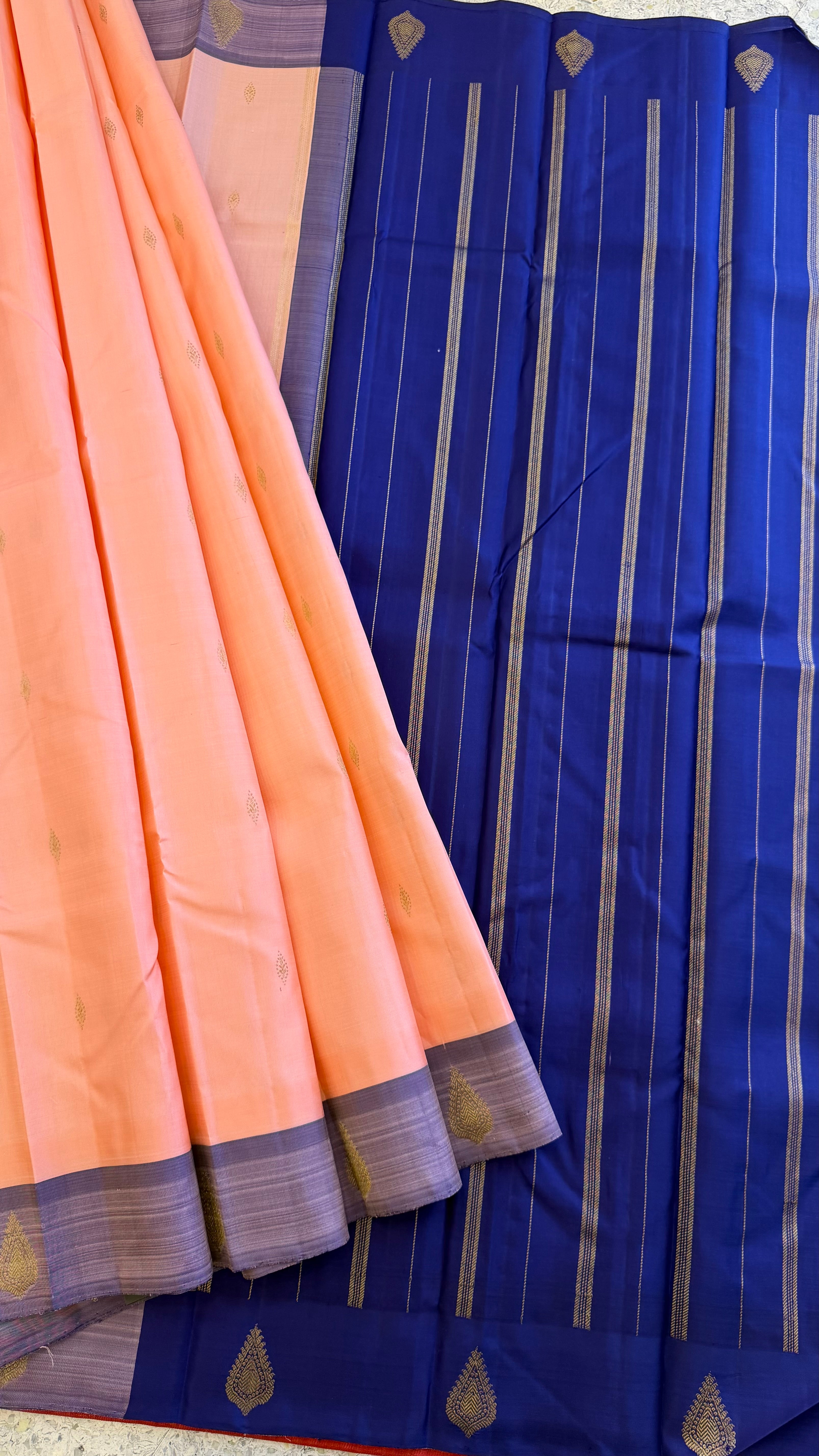 Flamingo pink Butta / Kanjipuram silk