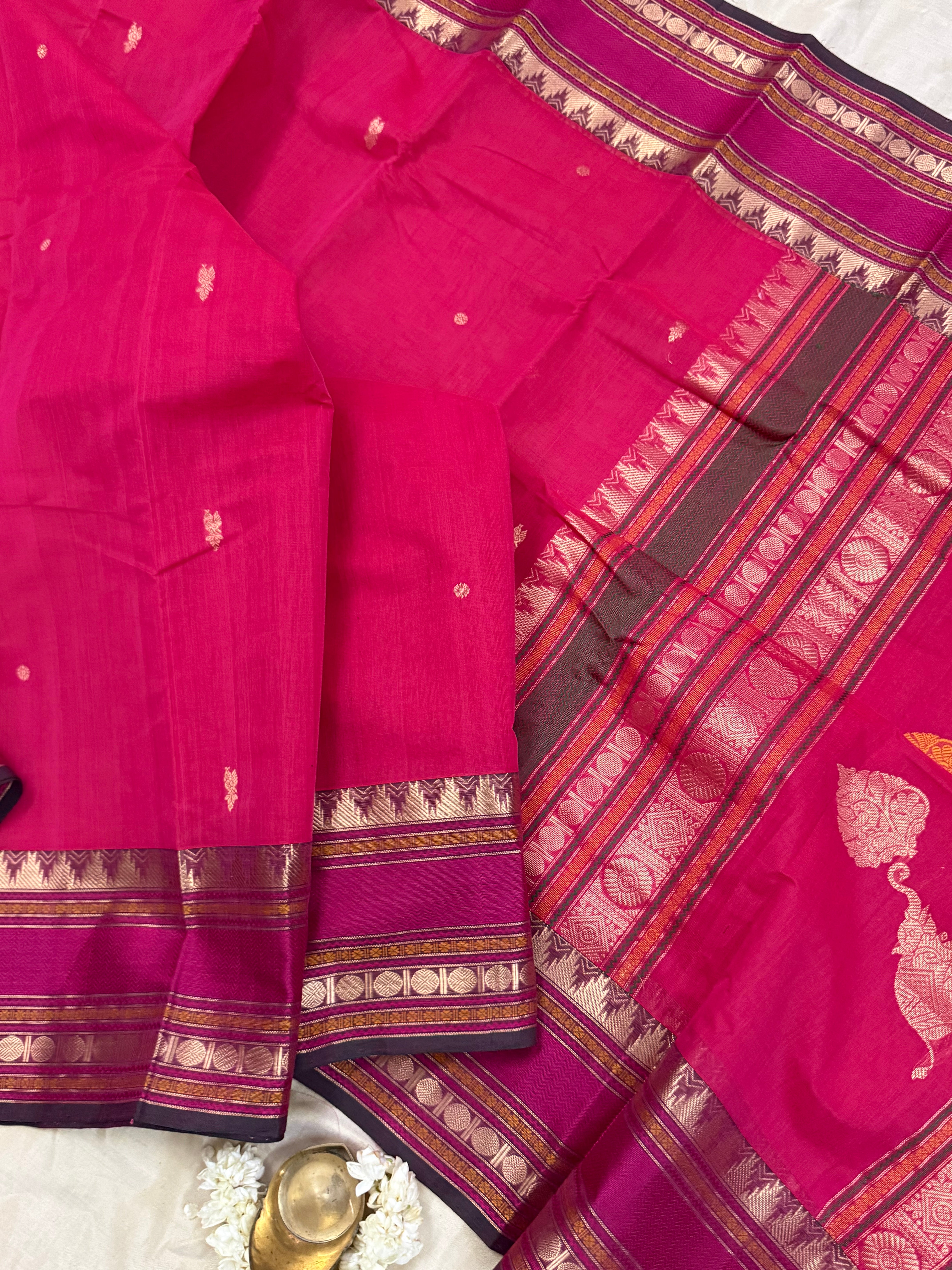 Pink unique pallu / Kanchi Cotton