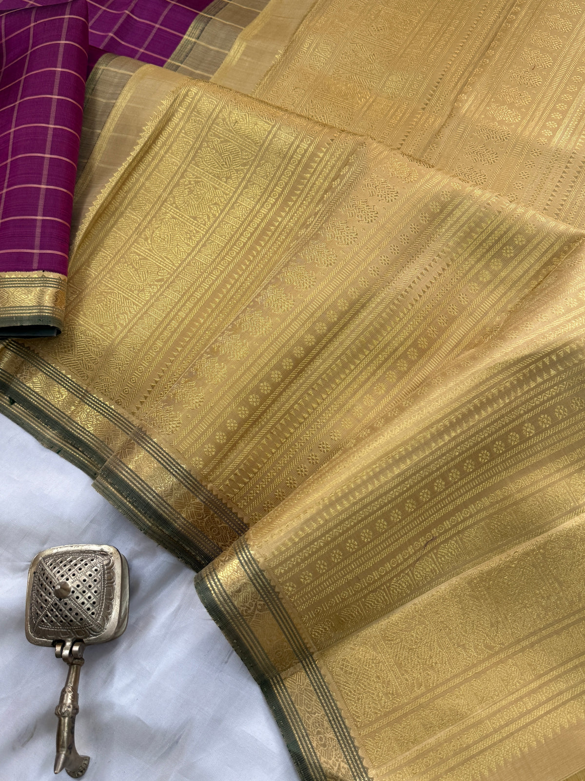 Purple Punai Kattam Korvai/ kanjipuram silk saree clsa 12117