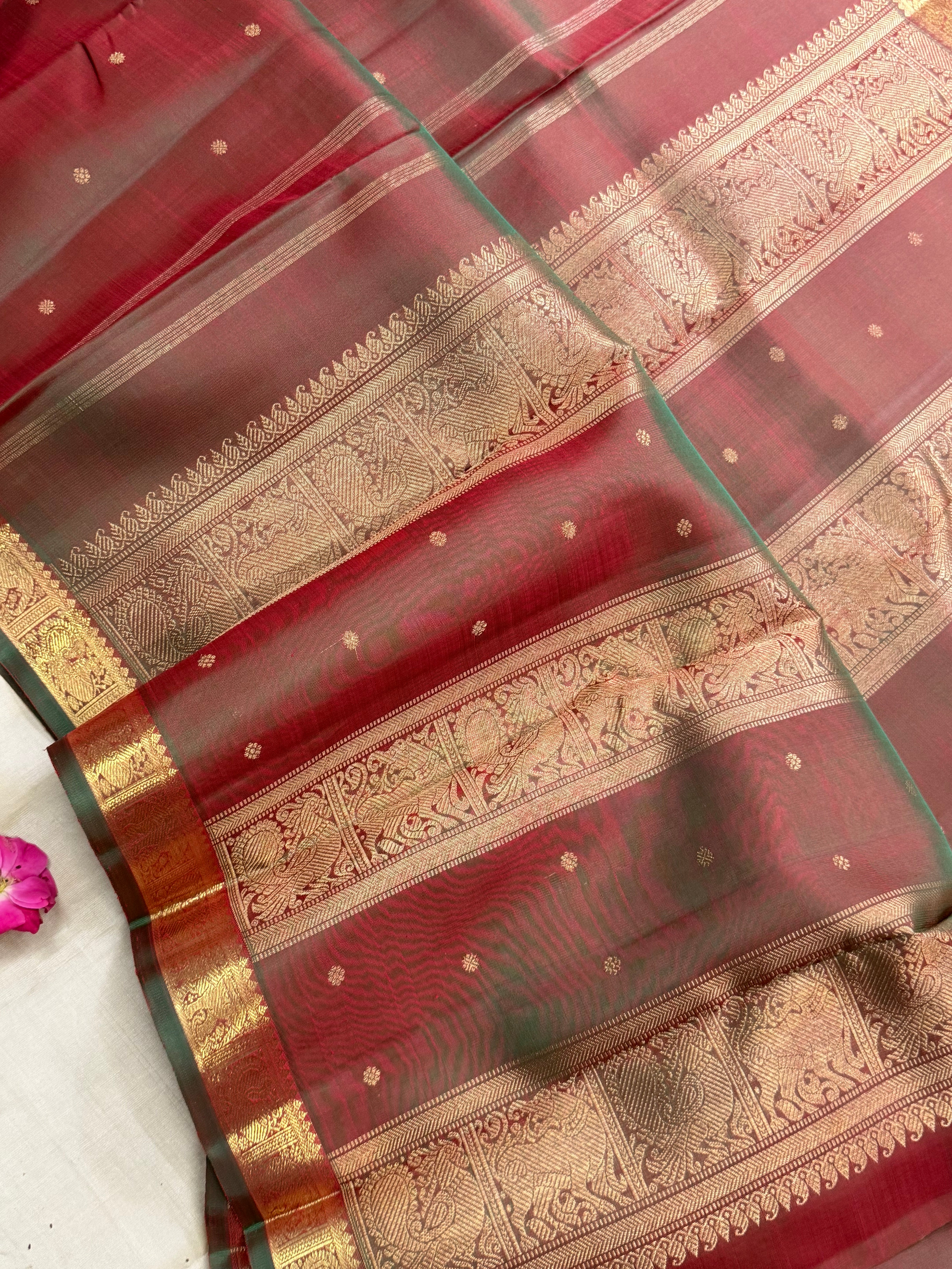 Manthulir small border pure Zari Kanjipuram silk CLSA9324