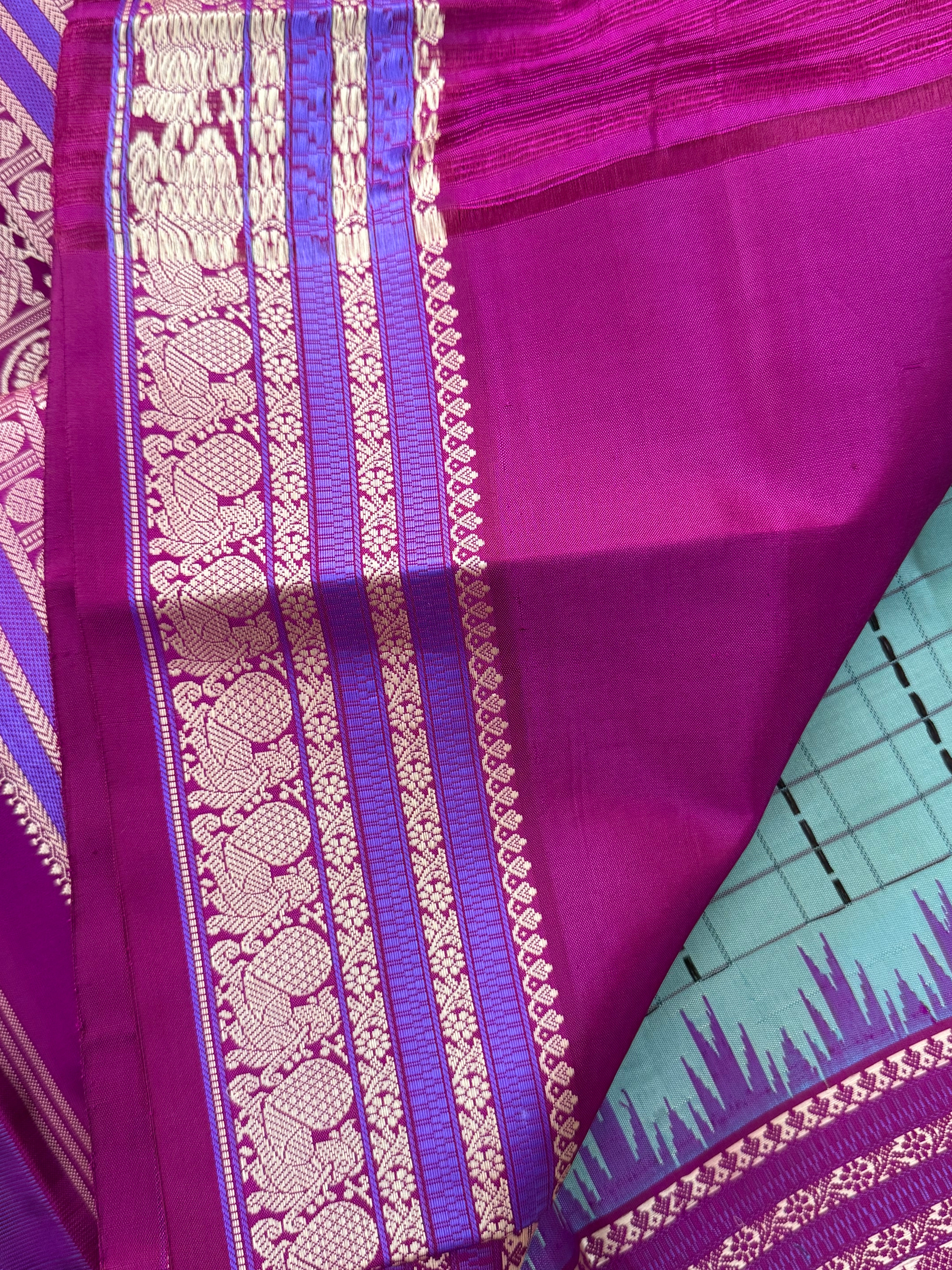 Blue Laksham Butta with temple border/special edition CLSA10478