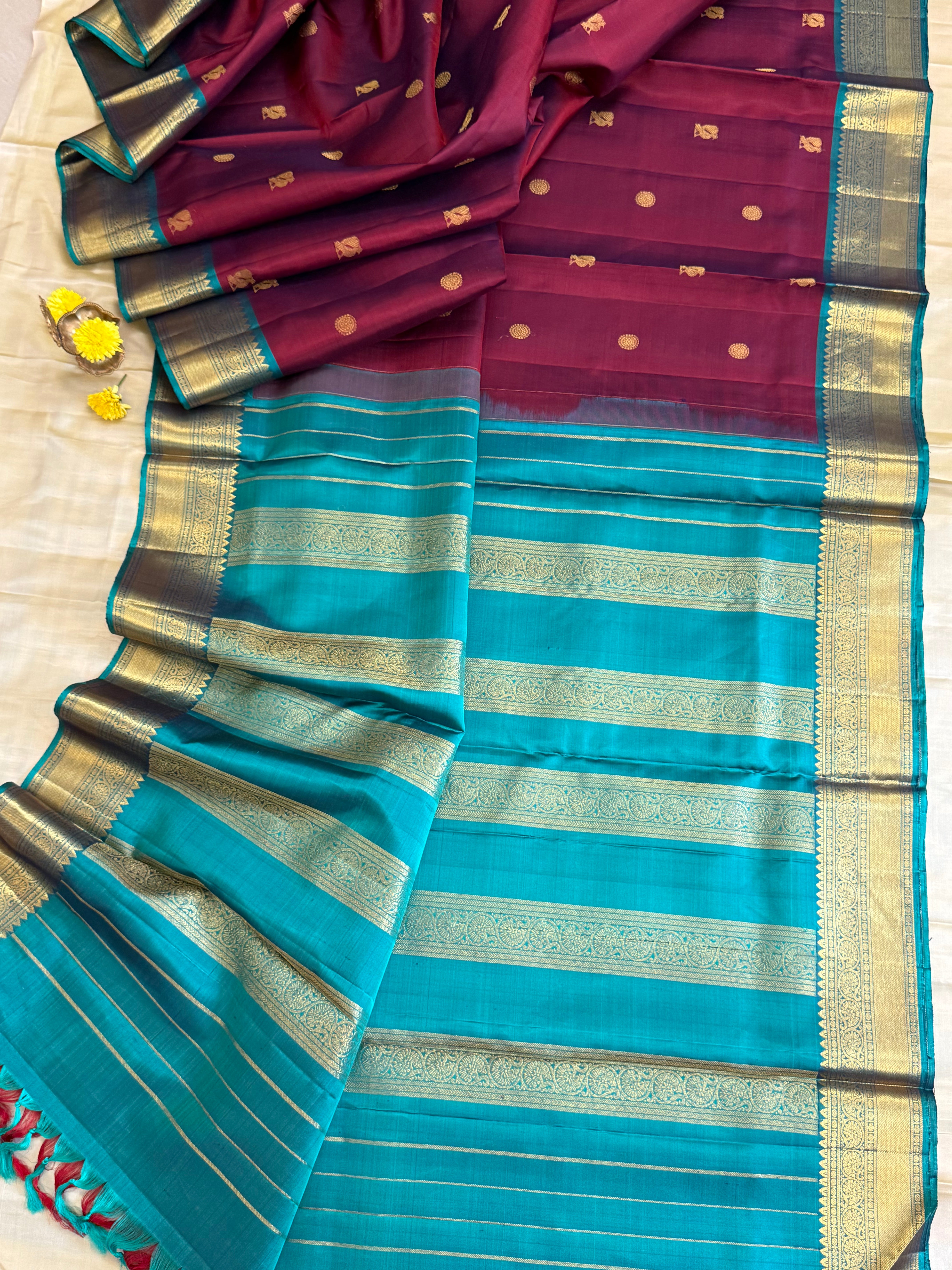 10 YARDS SEMI CONTRAST / KANJIPURAM SILK SAREE CLSA 10035