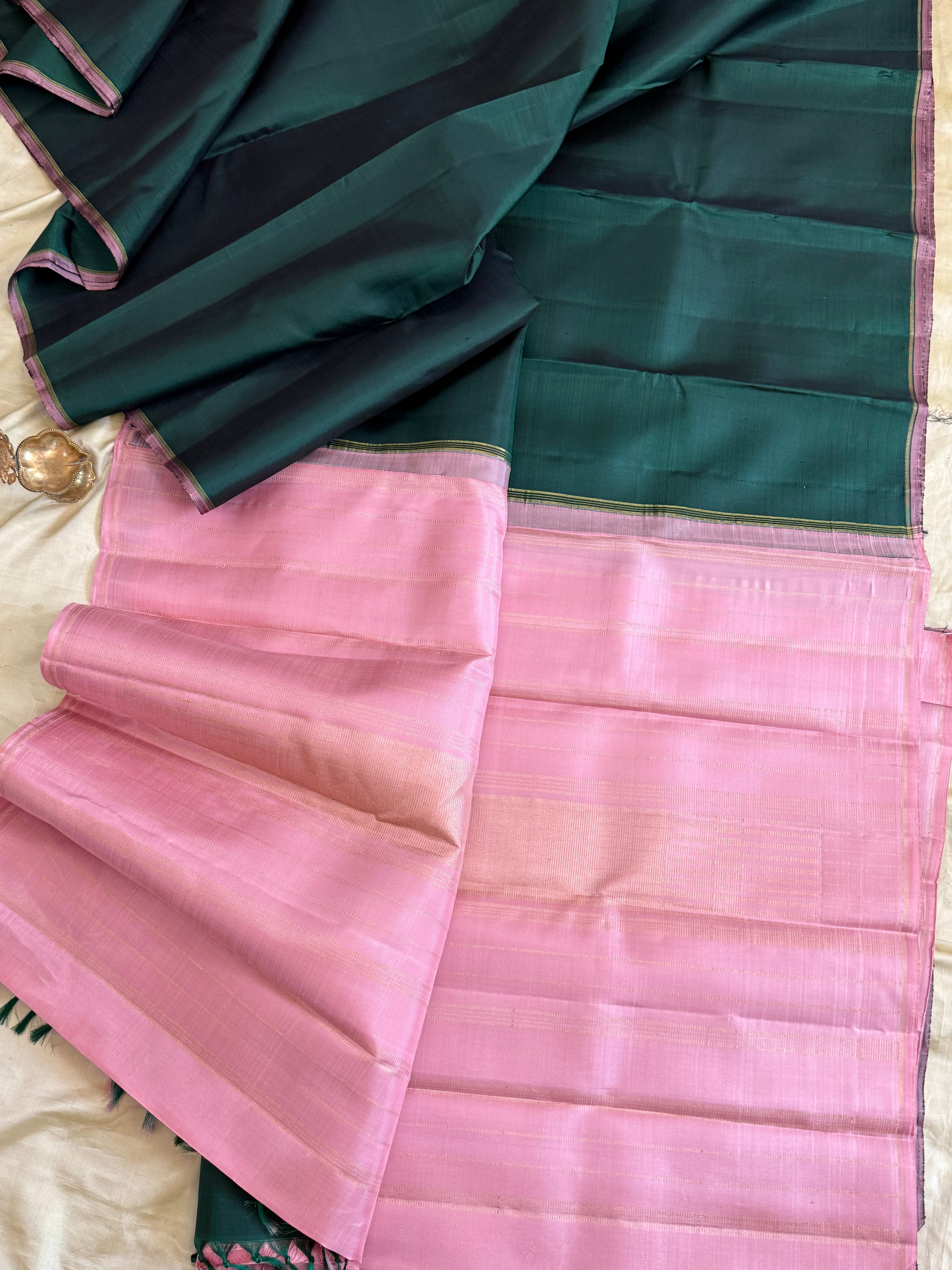 DARK GREEN BODY / KANJIPURAM SILK SAREE CLSA 10698