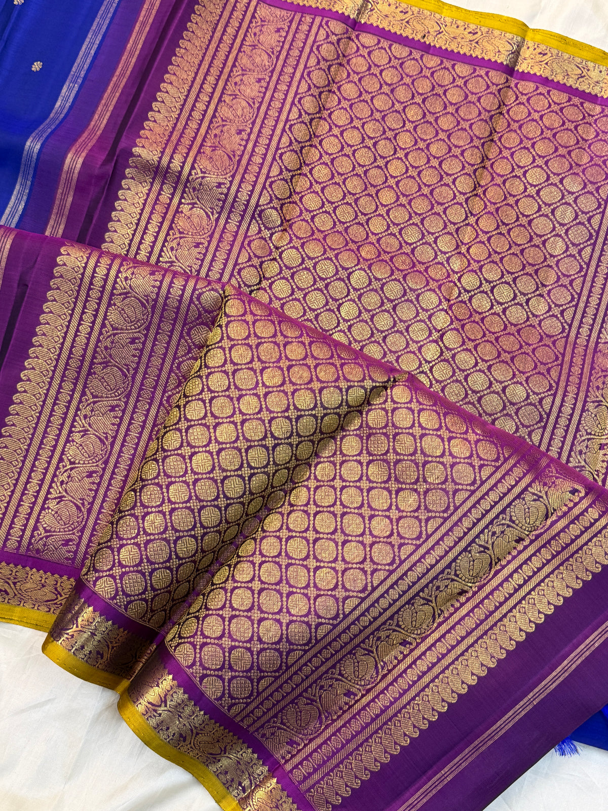 Blue body zari butta and small border pure Zari/ kanjipuram silk saree clsa 11996