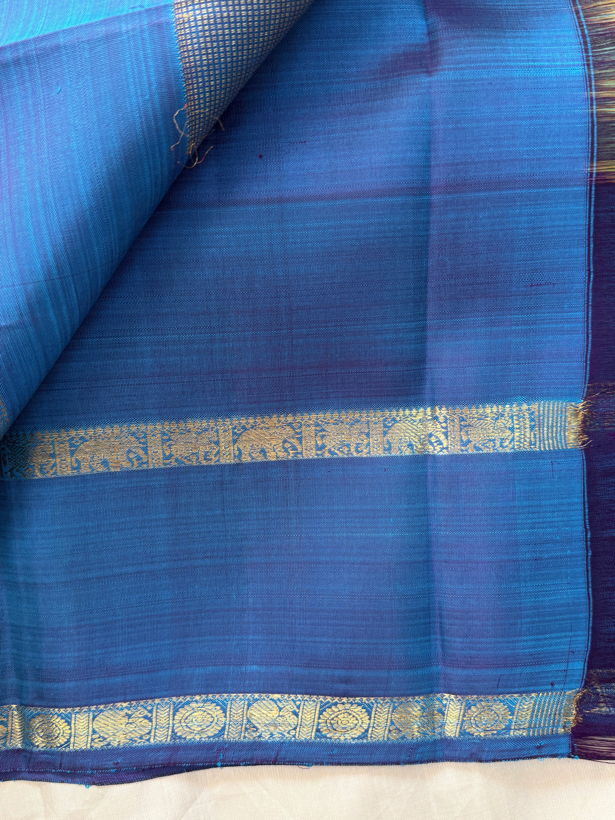 Aqua blue and iruthalaipakshi butta/kanjipuram silk saree clsa 11621