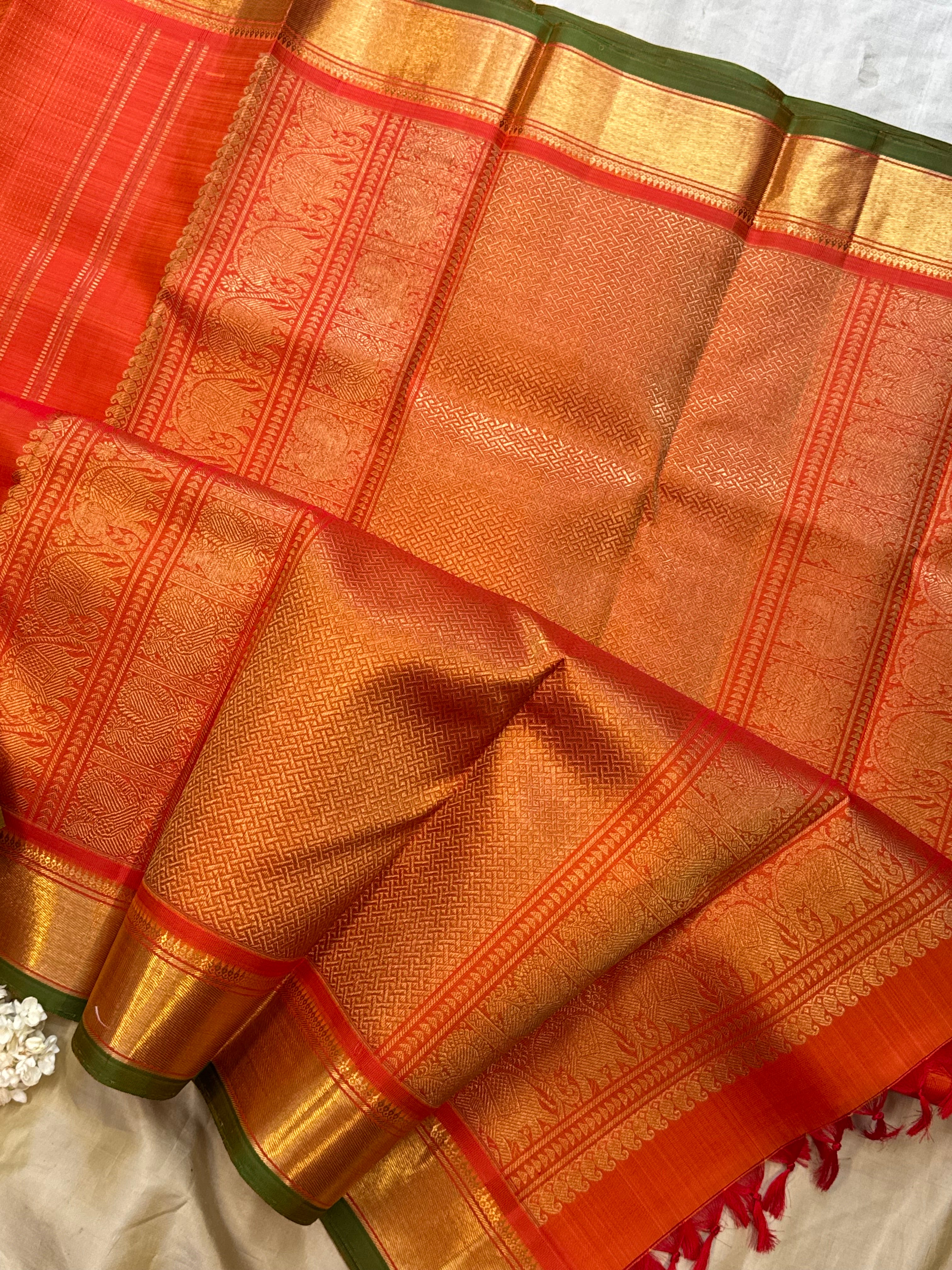 Orange zari oosivanam/ Kanjipuram silk CLSA7777