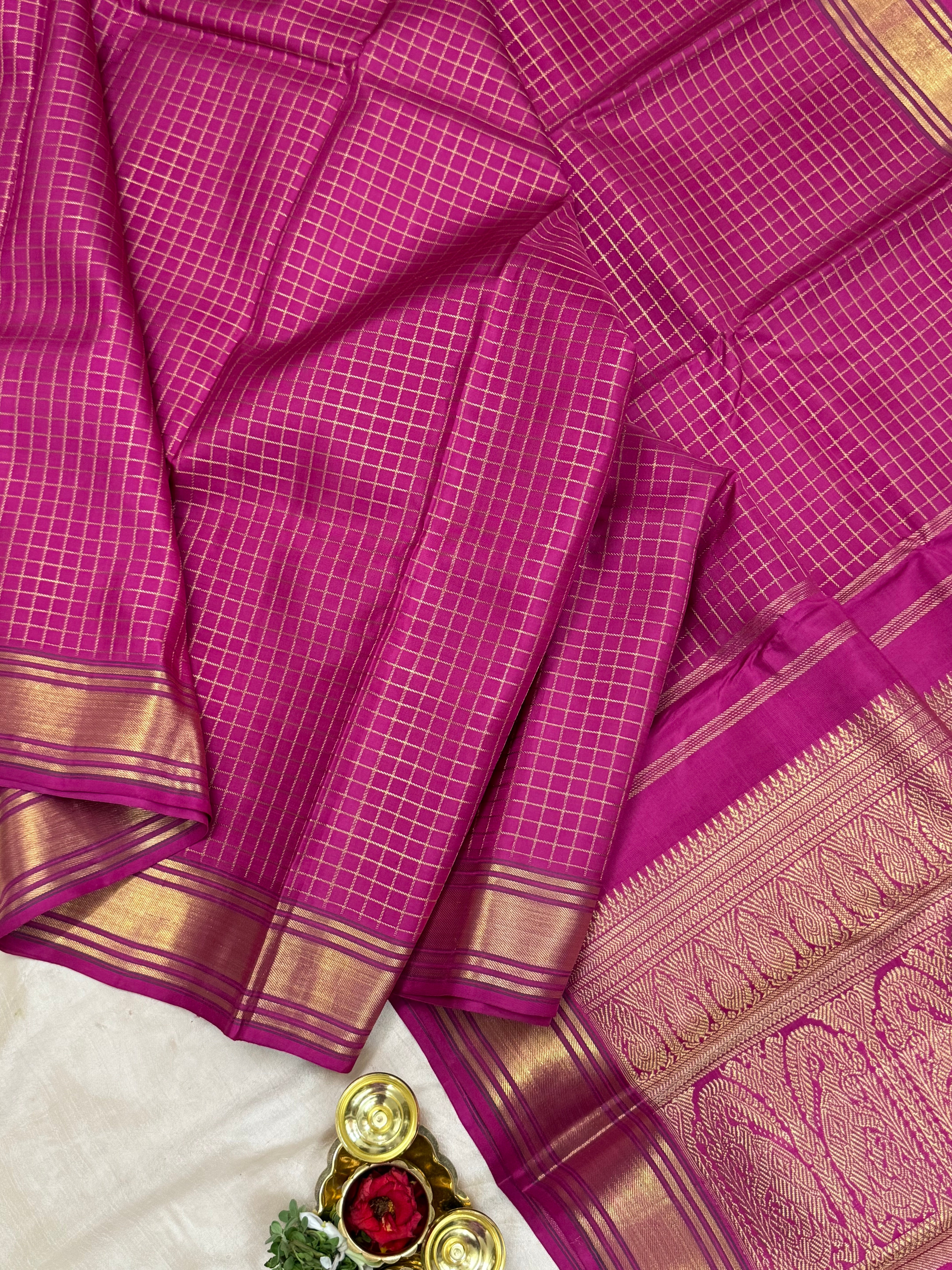 Pink zari kattam - unique pallu / Kanjipuram silk