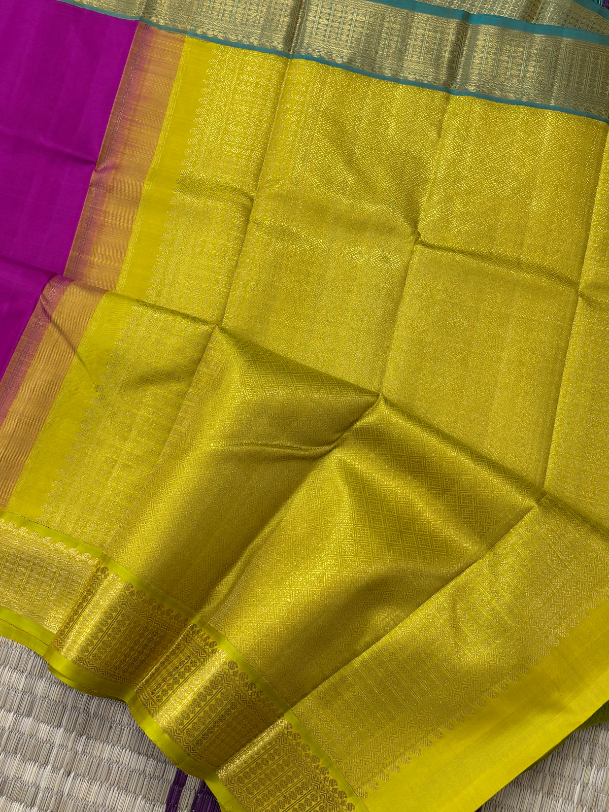Concept saree-double pallu and double blouse Korvai/kanjipuram silk saree clsa 10956