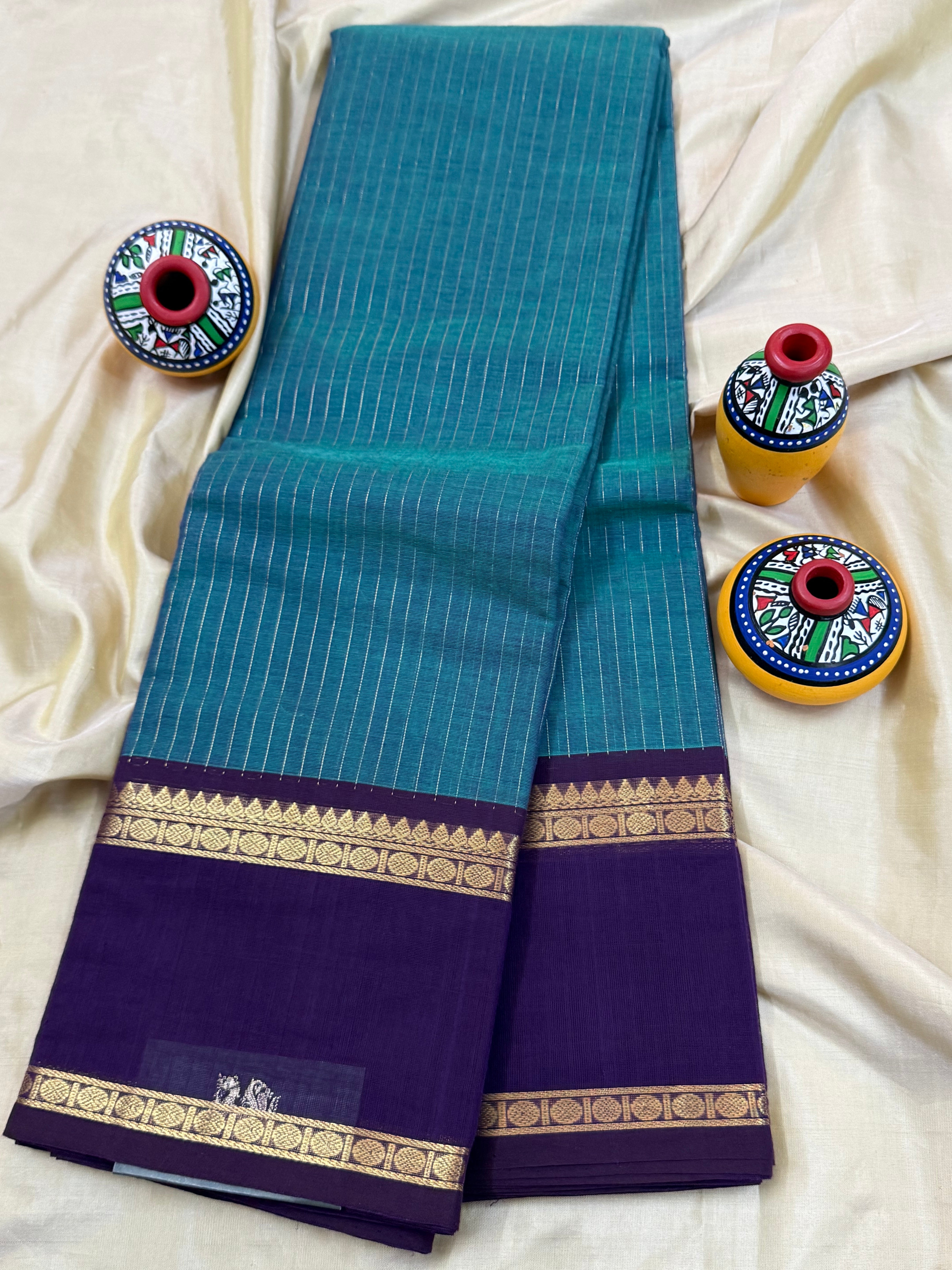 Rama blue rettapet border/ Kanchi Cotton CL5809
