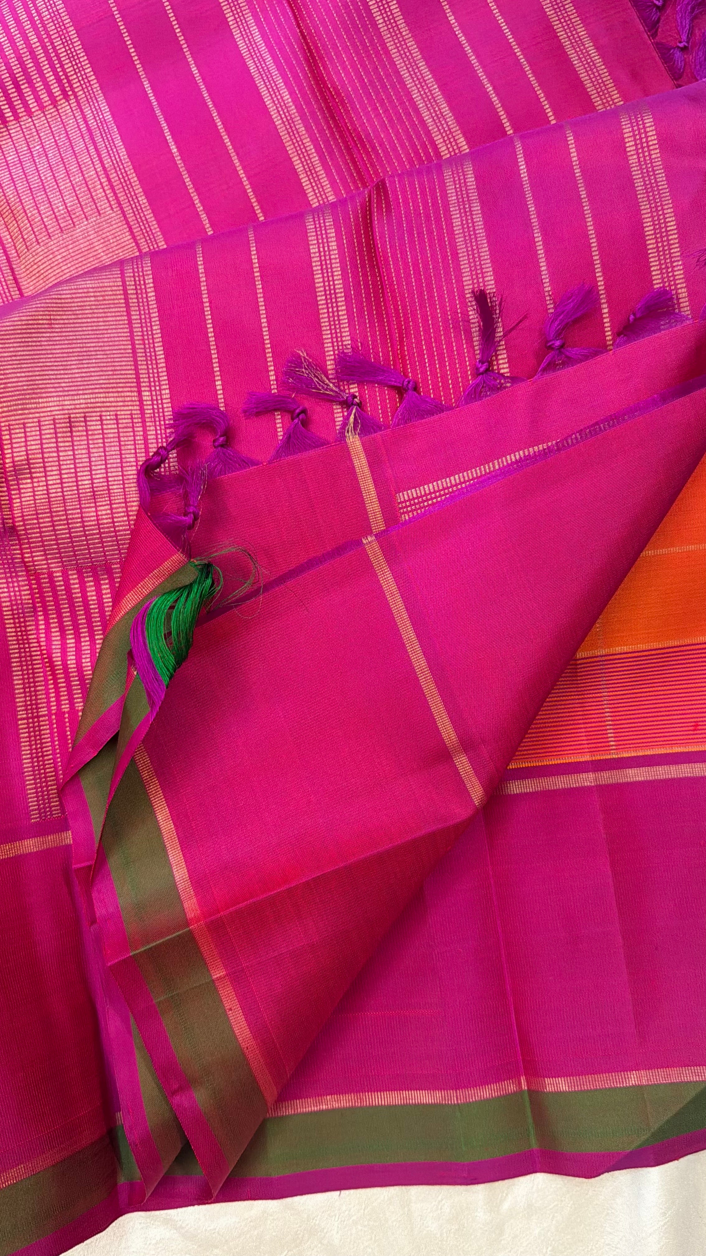 Orange chettinad Kattam / Kanjipuram silk