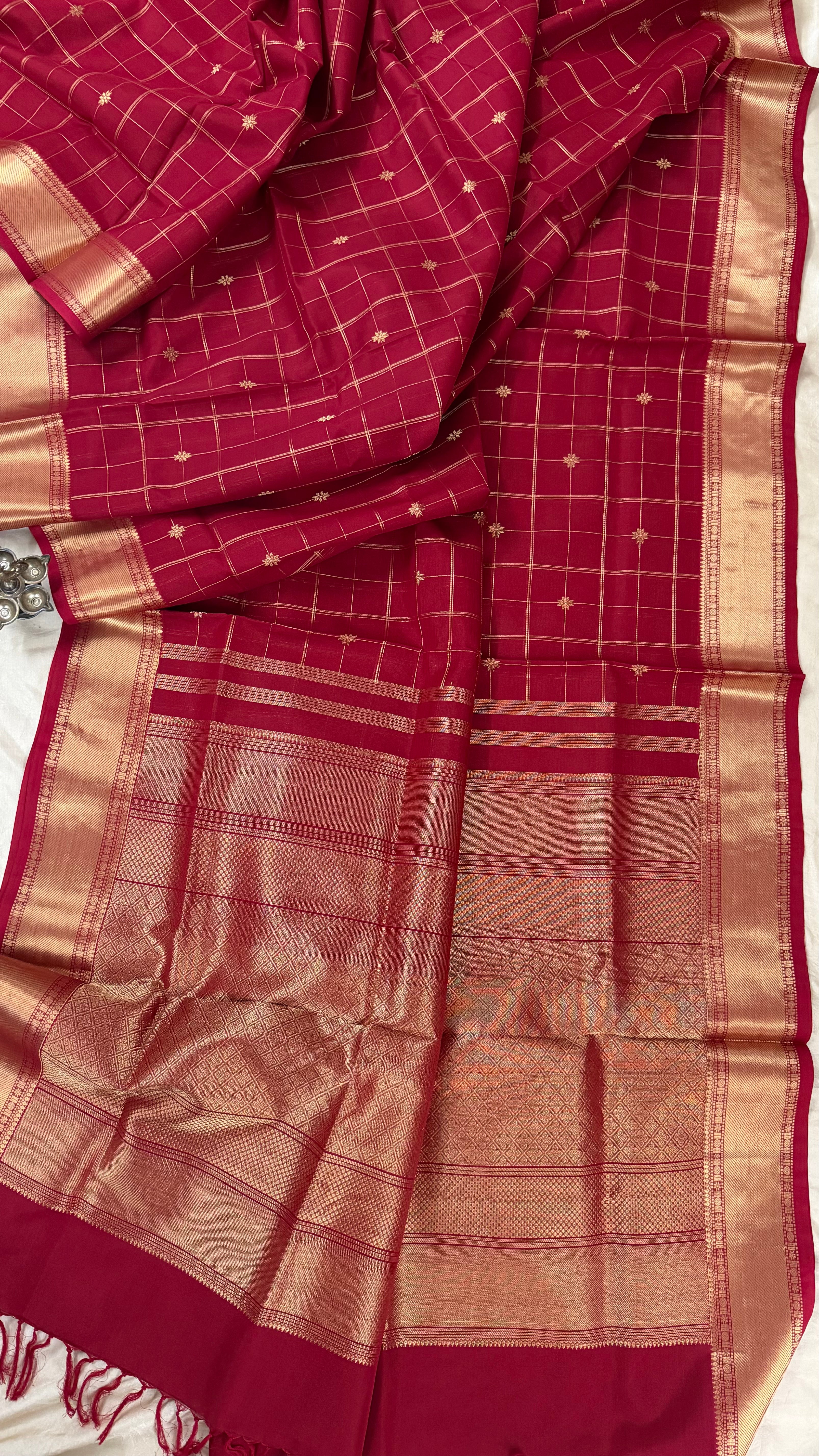 Red Kattam star Butta / Premium Silk Cotton CLSA5166