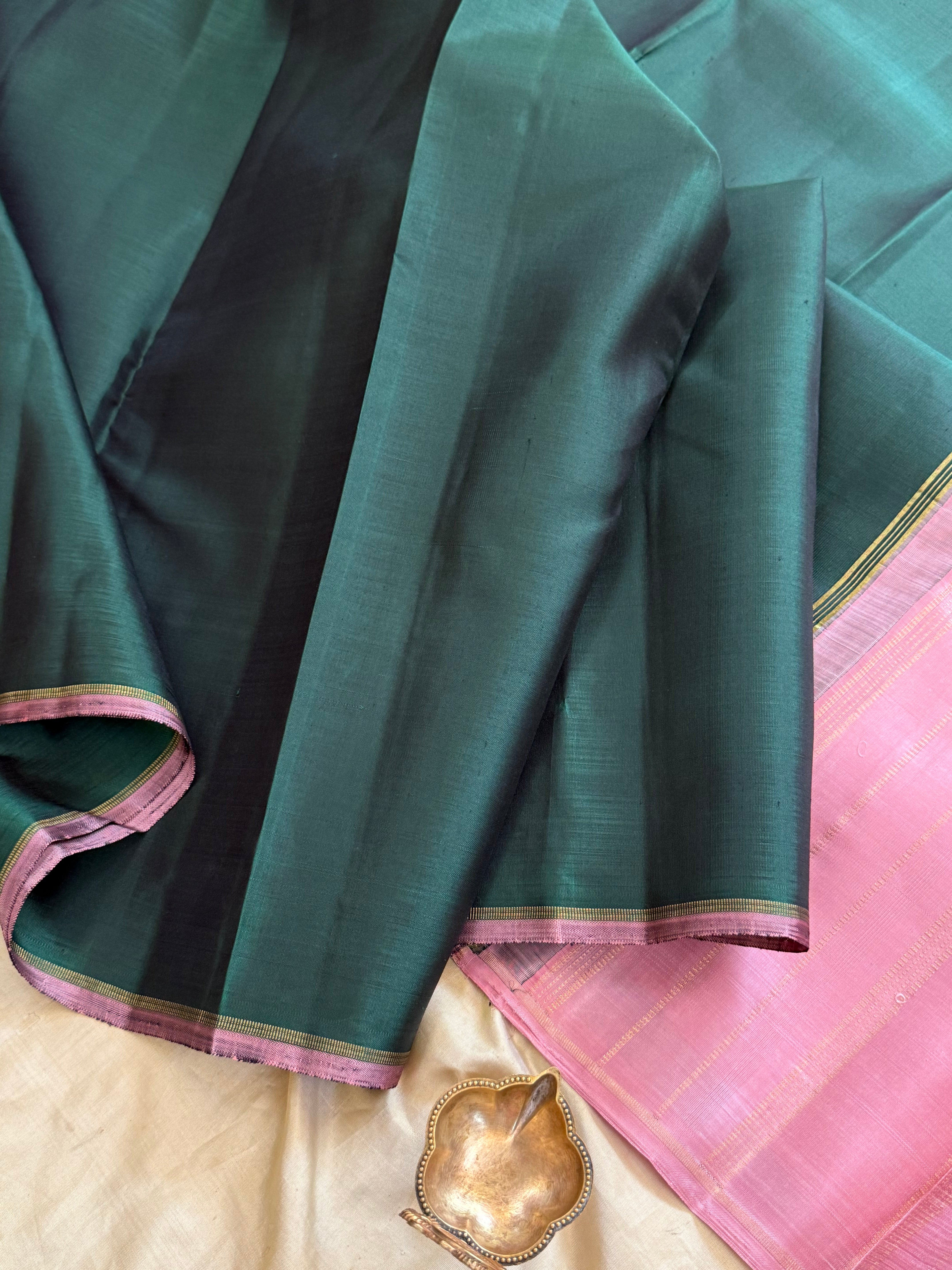 DARK GREEN BODY / KANJIPURAM SILK SAREE CLSA 10698