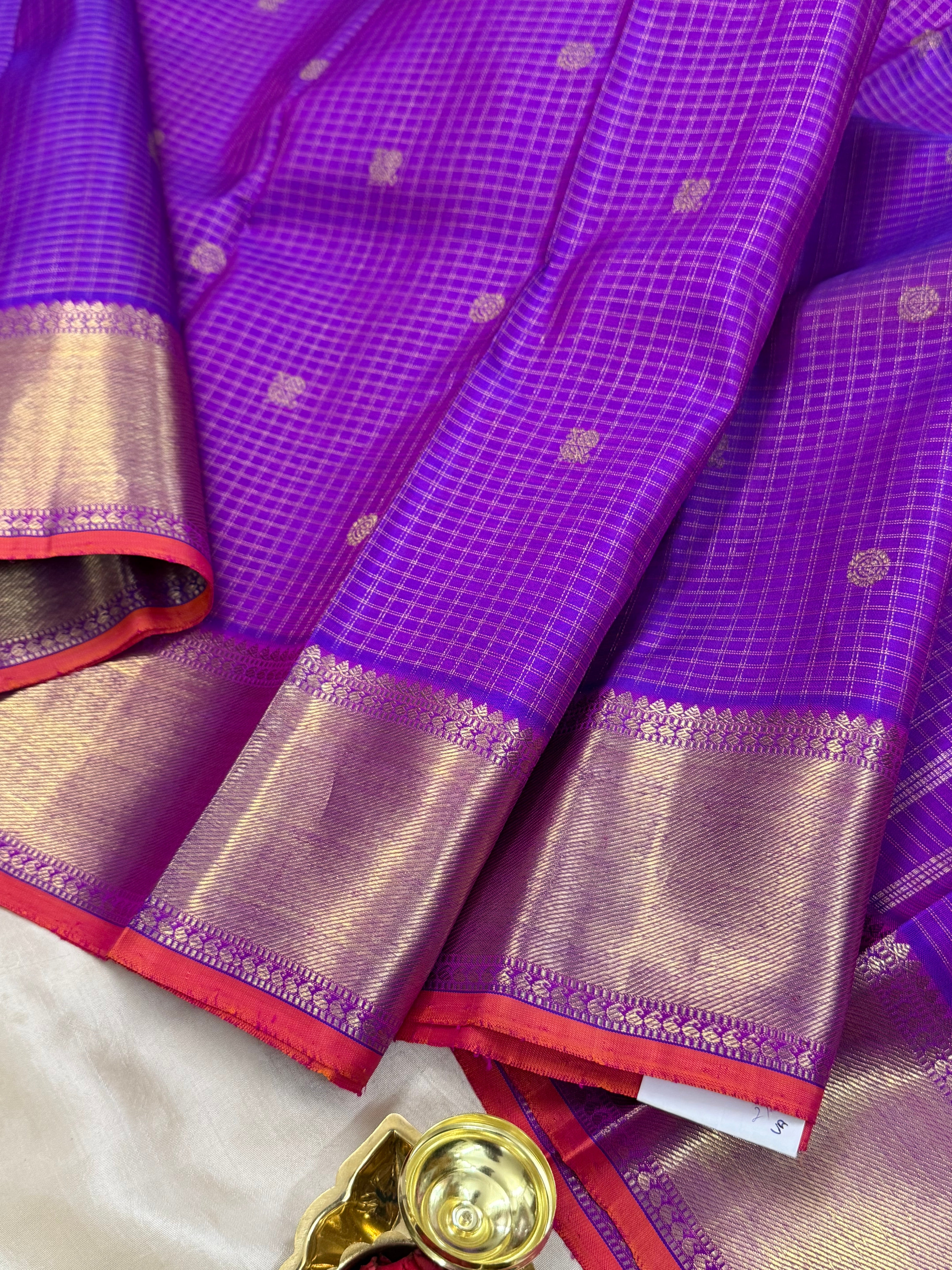 Purple zari kattam getti border/ Kanjipuram silk
