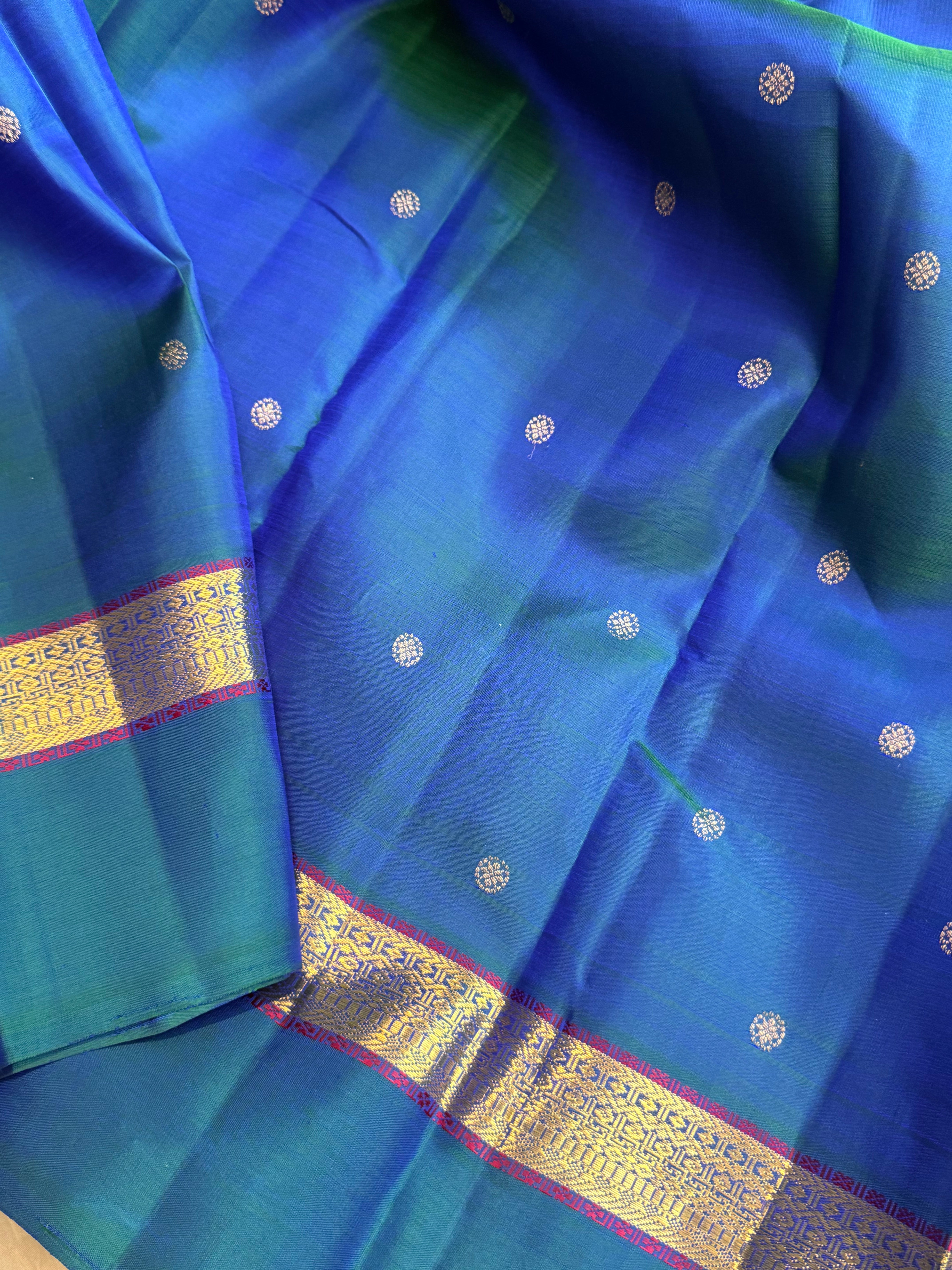 Mayilkazhuthu kaal erangina border / Kanjipuram silk
