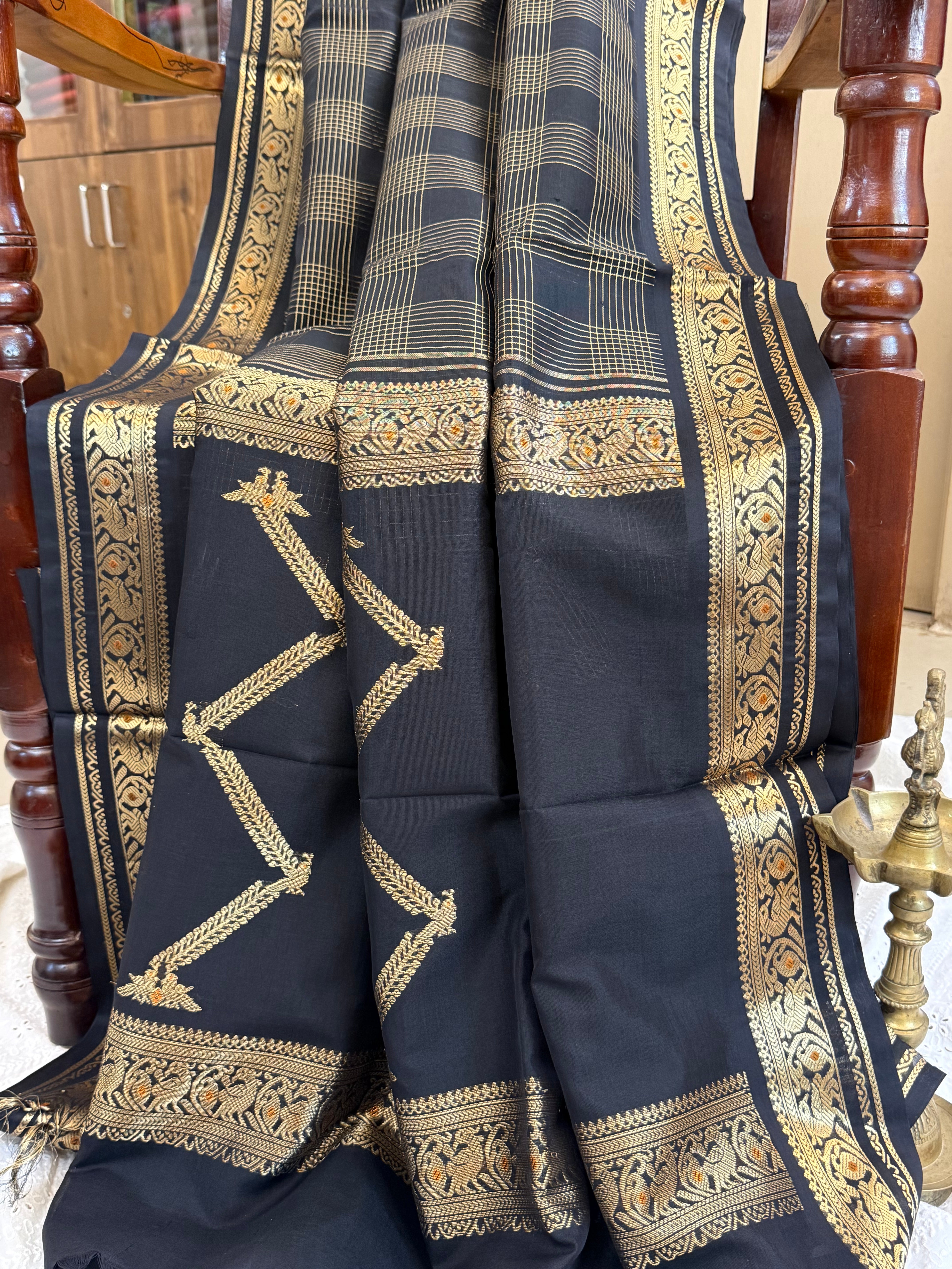 Black vintage kattam / Premium Silk Cotton CL7989