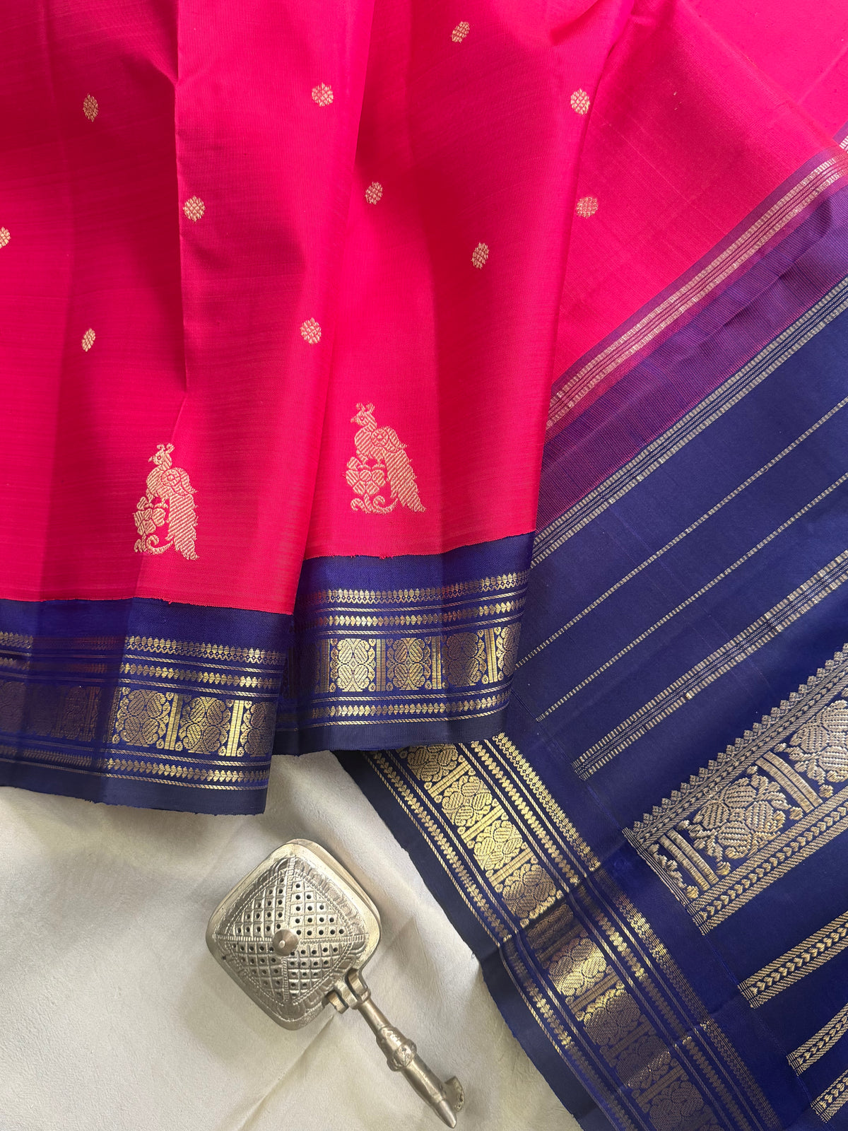 Dark pink beetu Butta Kai Korvai Kanjipuram silk