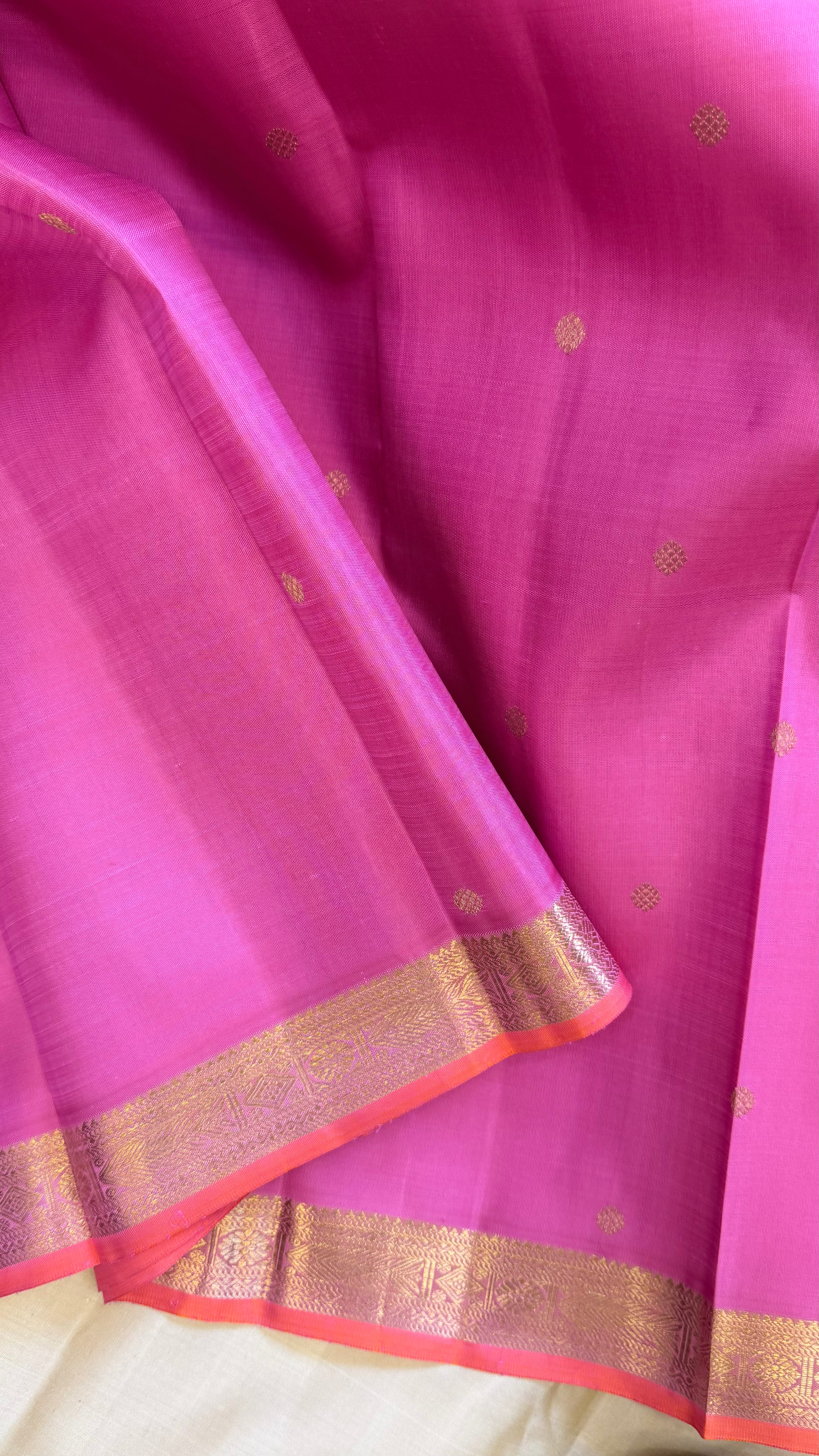 Pink small border/ kanjipuram silk