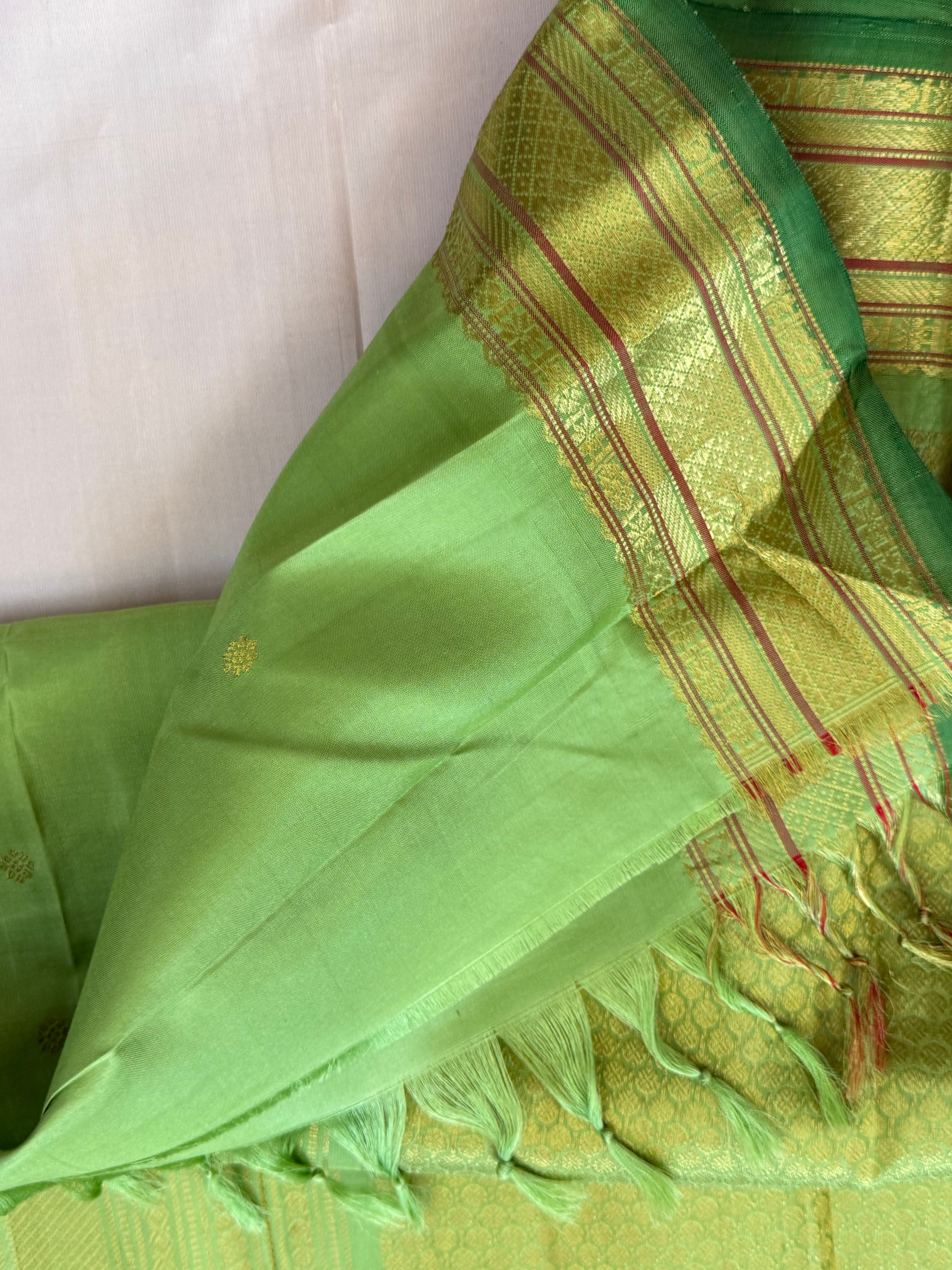 Manthulir body Butta with mint green border/ Gadwal silk CLSA11301