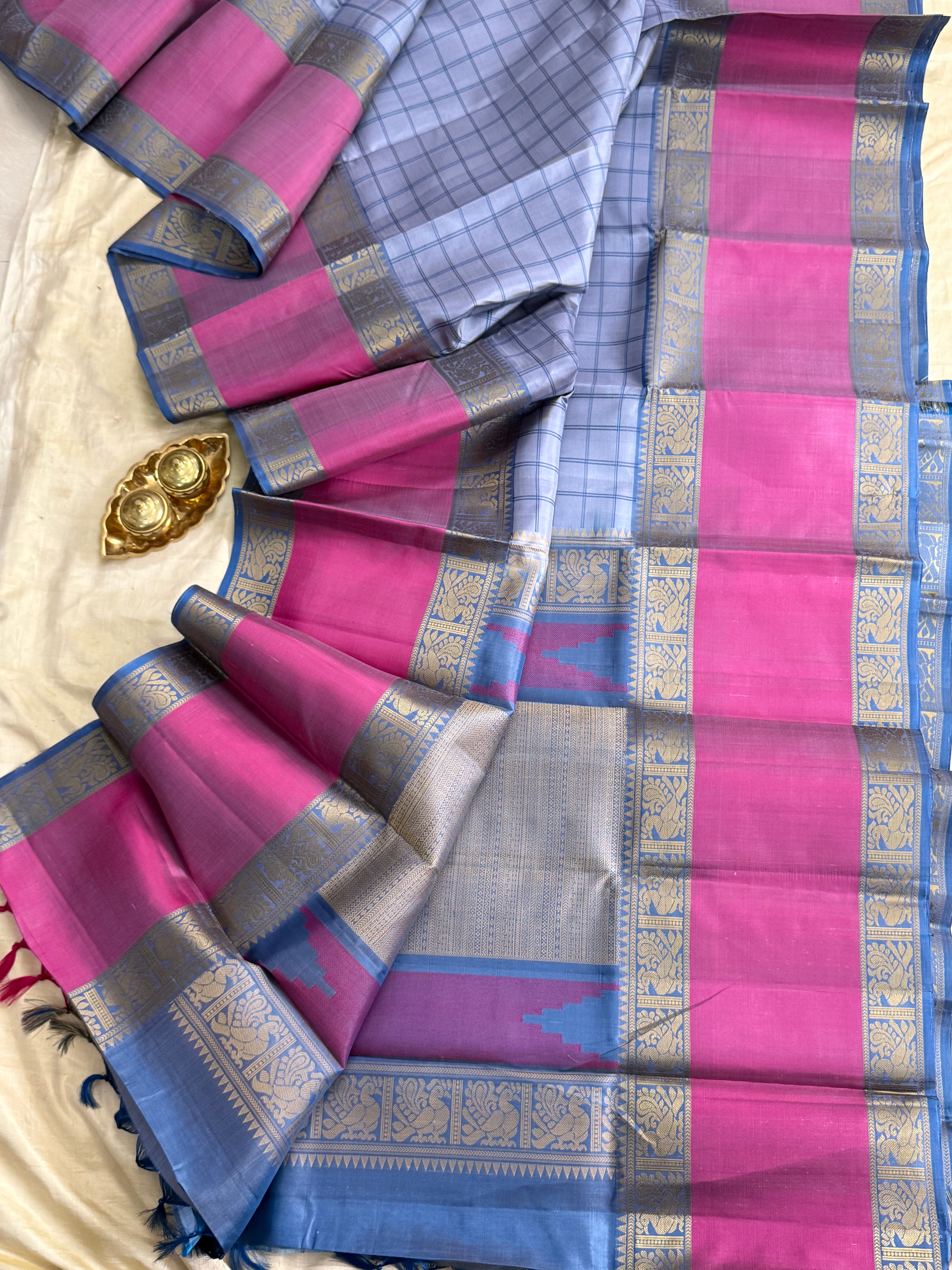 Grey kattam long border / Varnangal Soft Silk CL8755