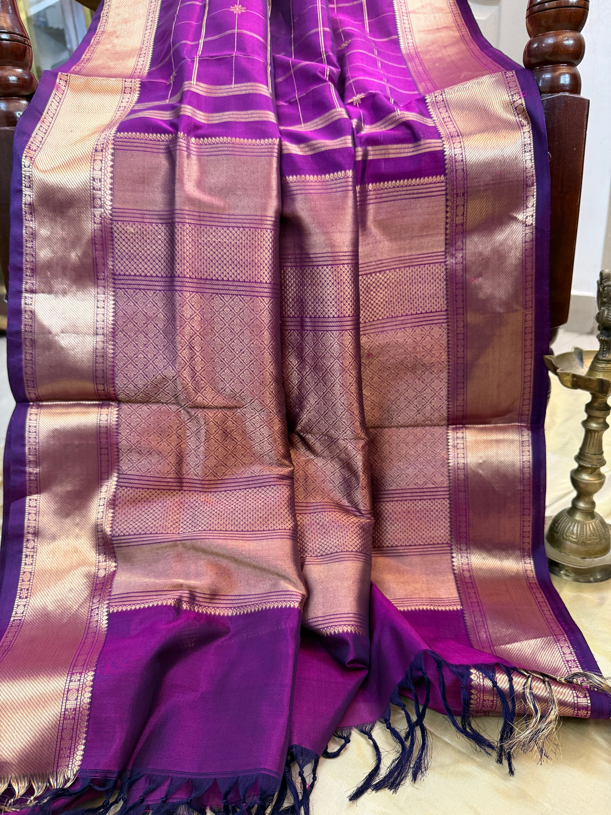 Premium silk cotton-Zari kattam with butta/clsa 12645
