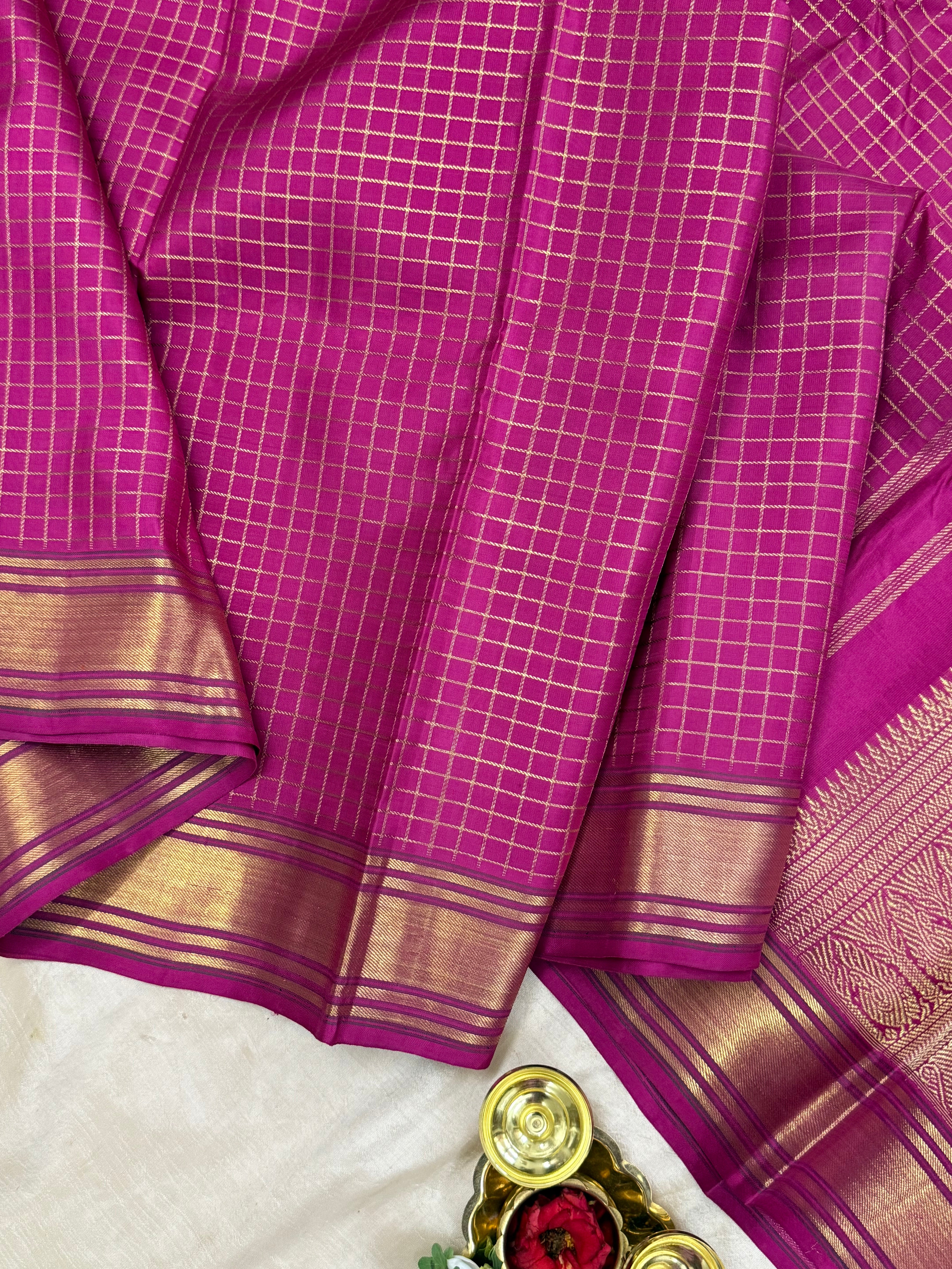 Pink zari kattam - unique pallu / Kanjipuram silk