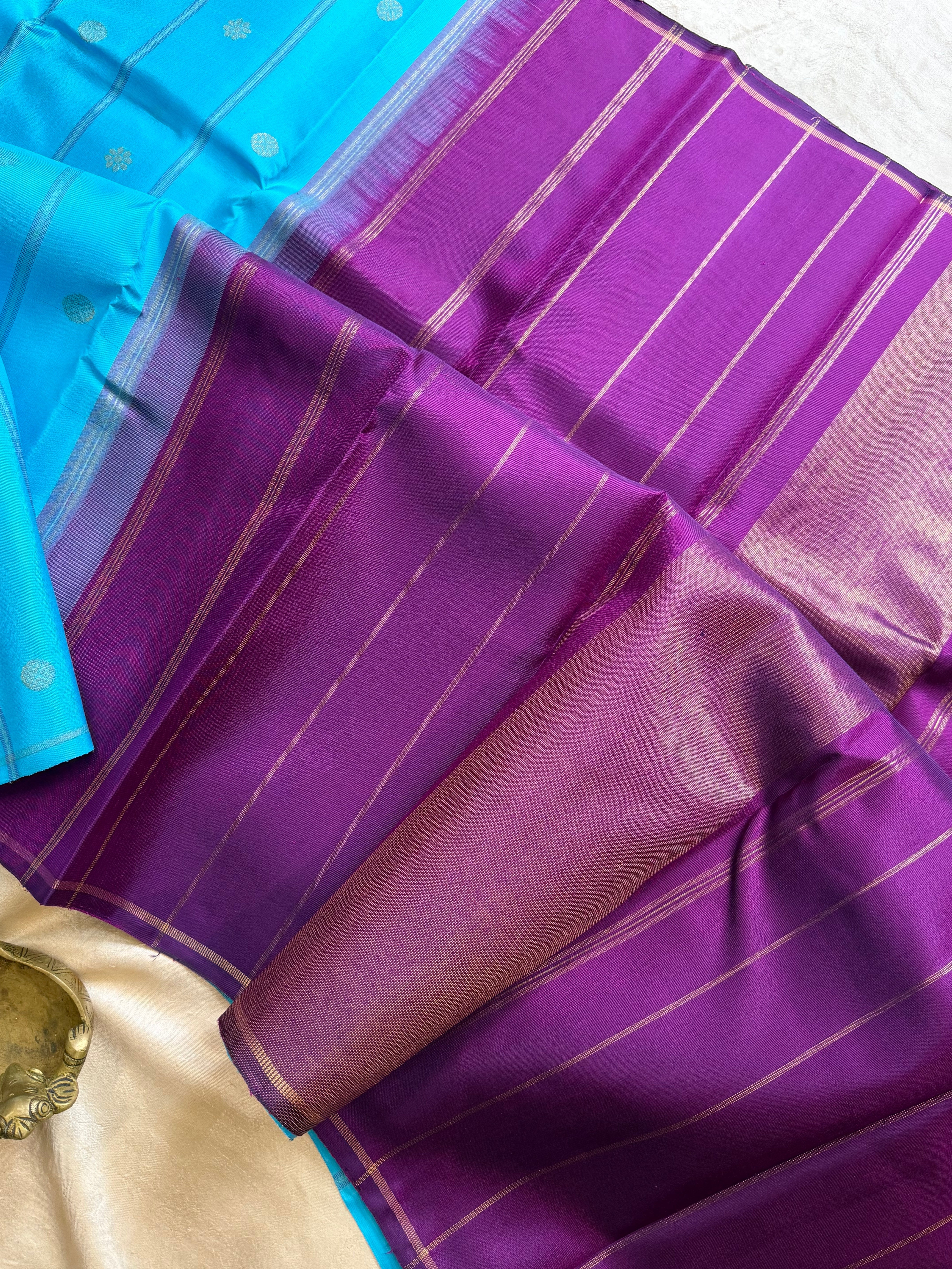 Kalai :Aanadha blue and purple palla / kanjipuram silk
