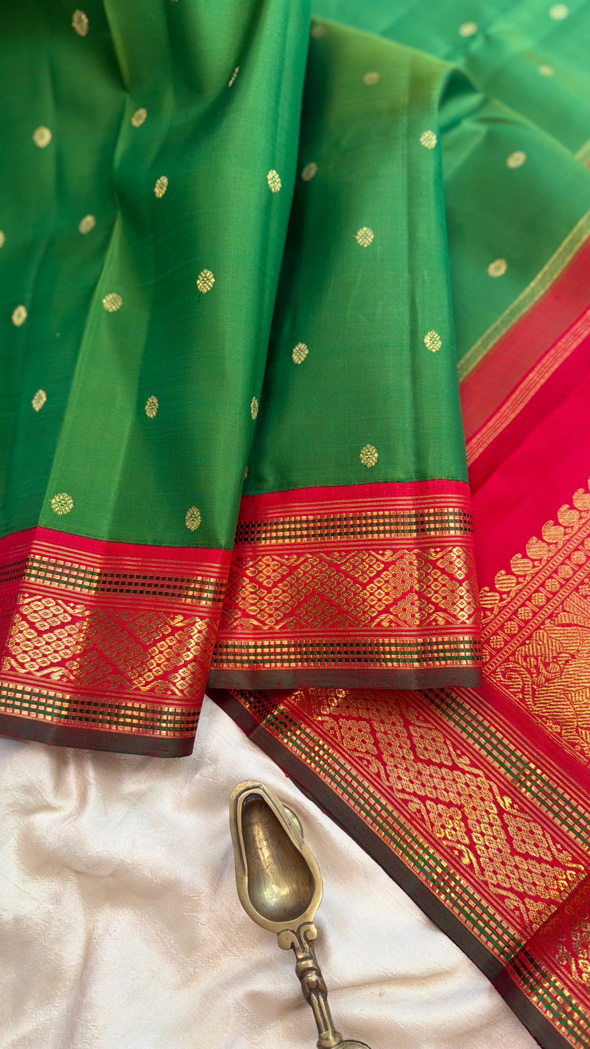 Leaf green Korvai Kanjipuram silk