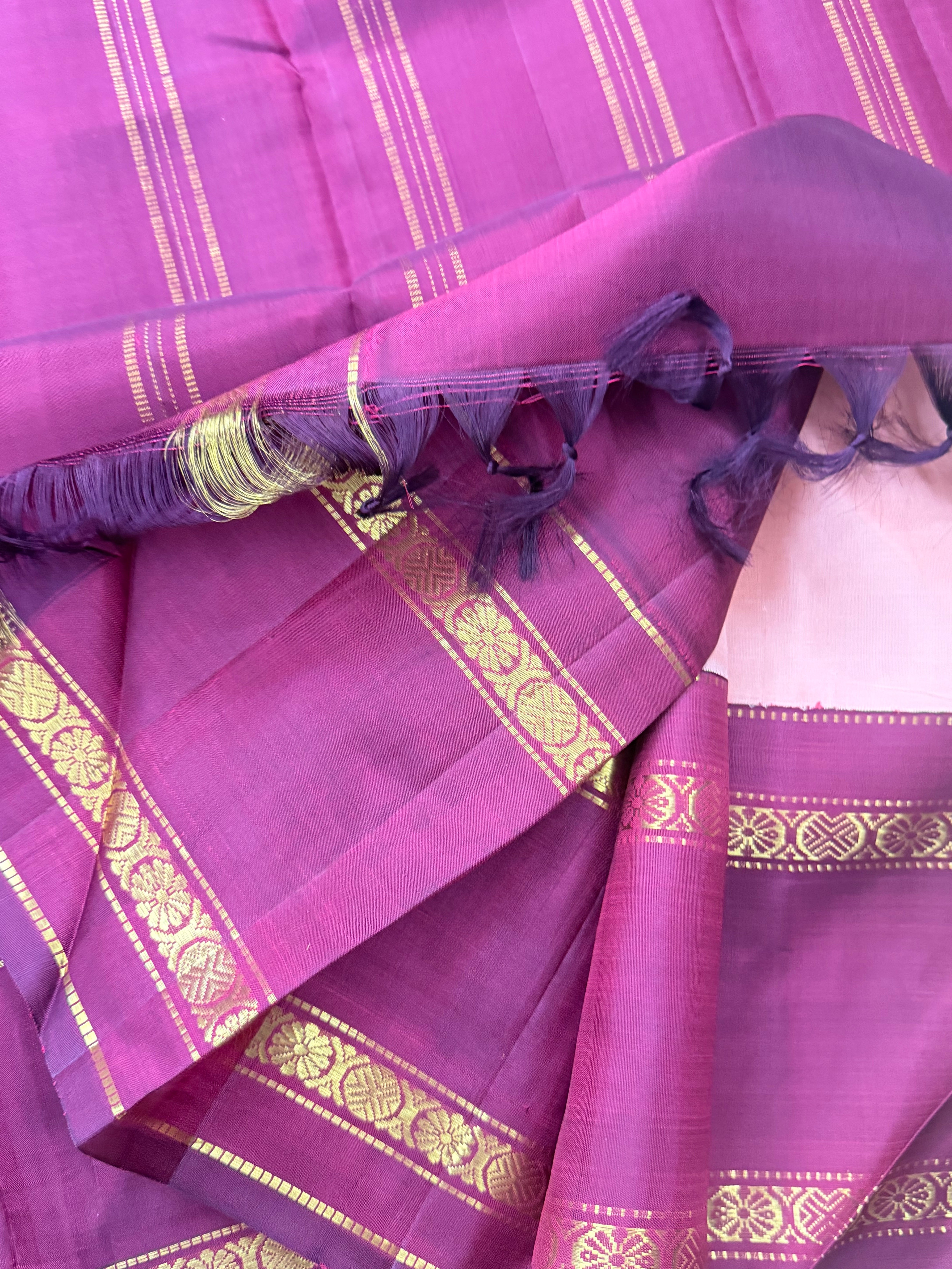 Peach Kai Korvai / Arani silk