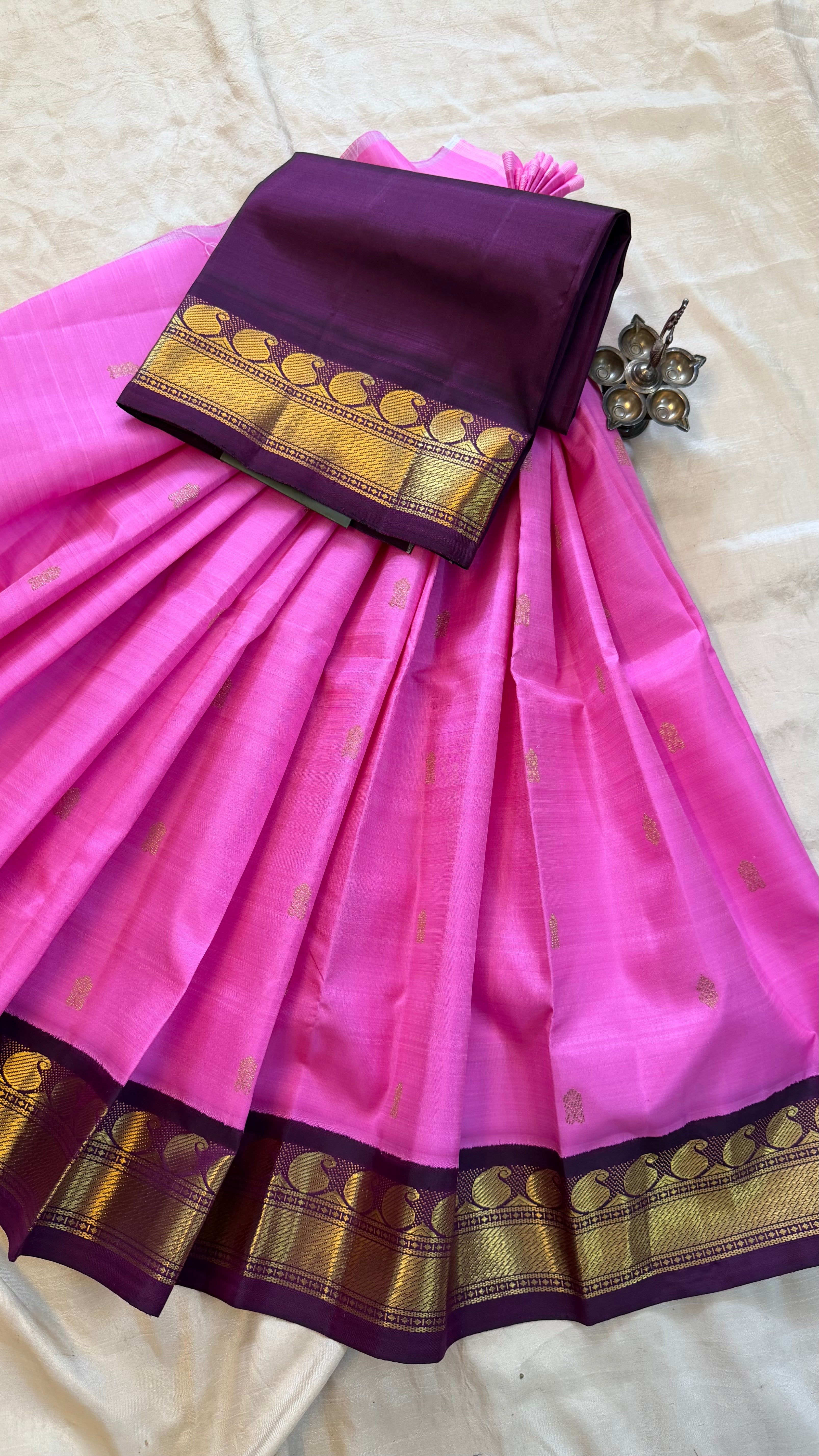 Pink Paavadai set korvai 4 to 6 years