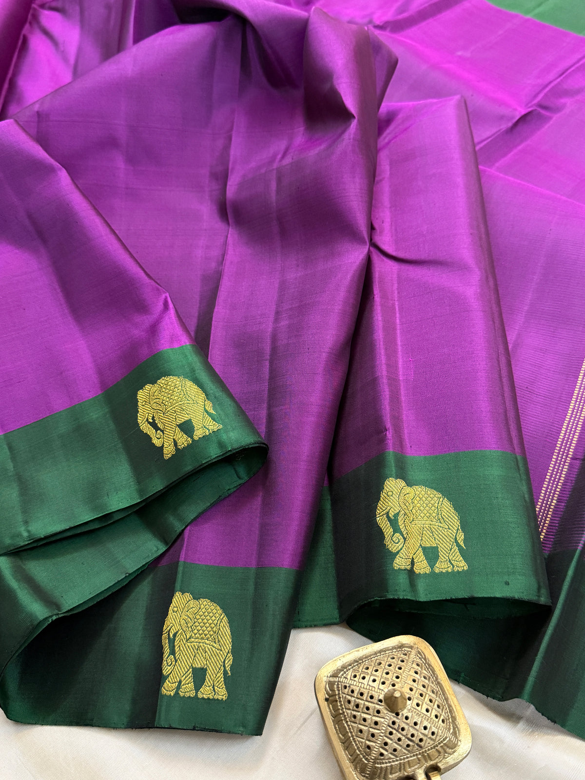 Majenta border elephant butta pure zari/ kanjipuram silk saree clsa 12306