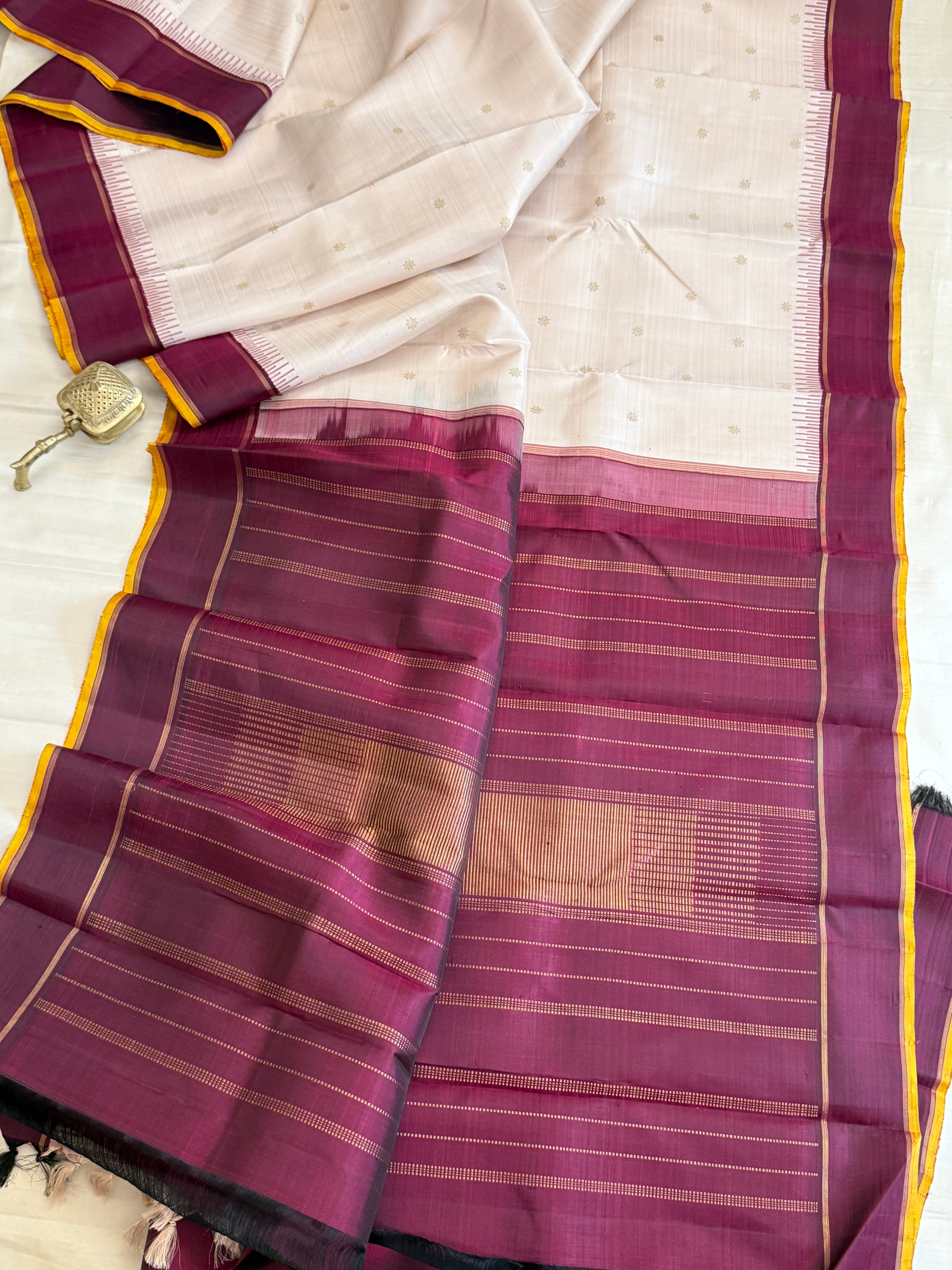 Cream Korvai Pure Kanjipuram silk