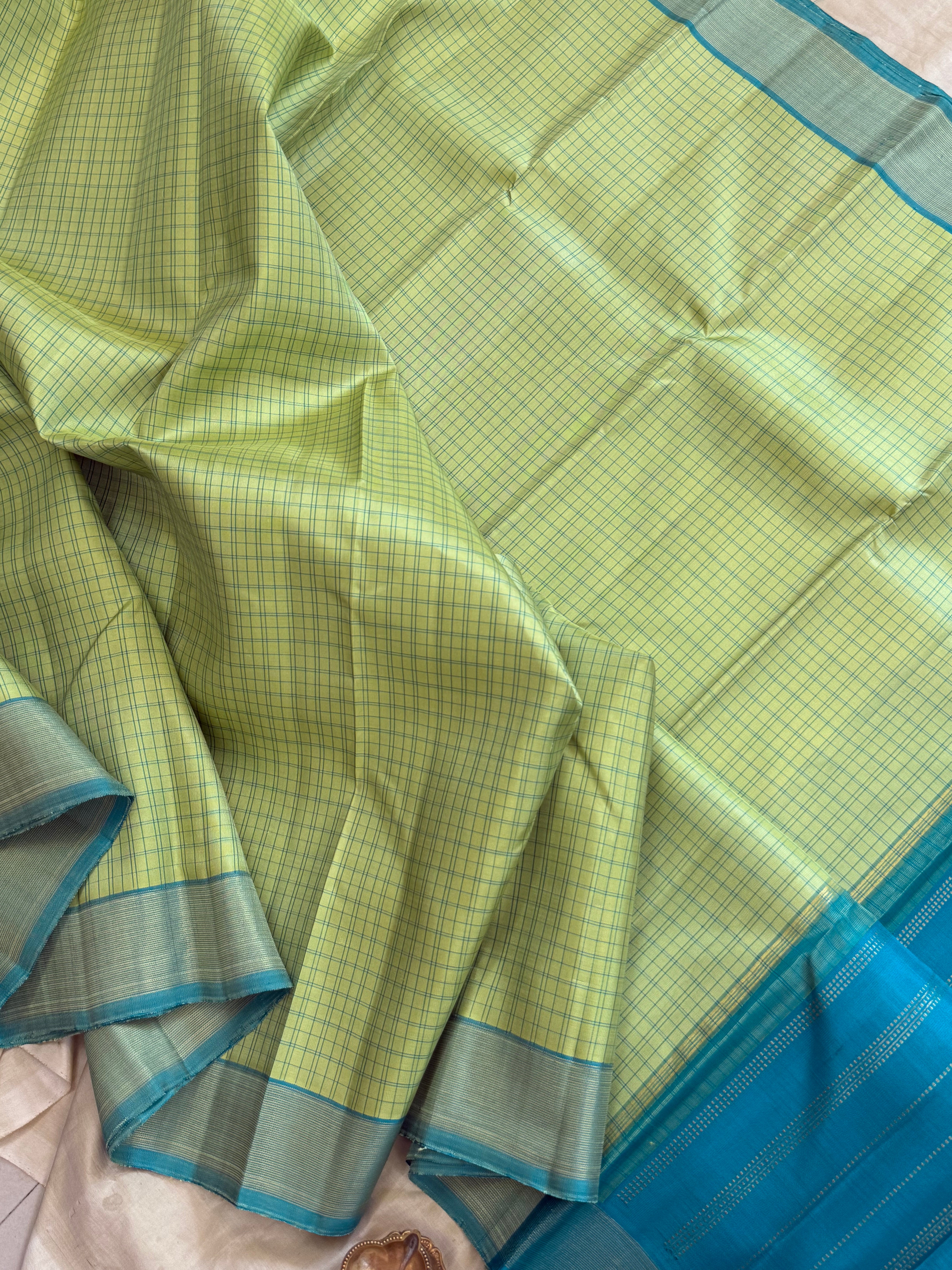 LEMON GREEN BODY KANCHIPURAM SILK SAREE CLSA 10917