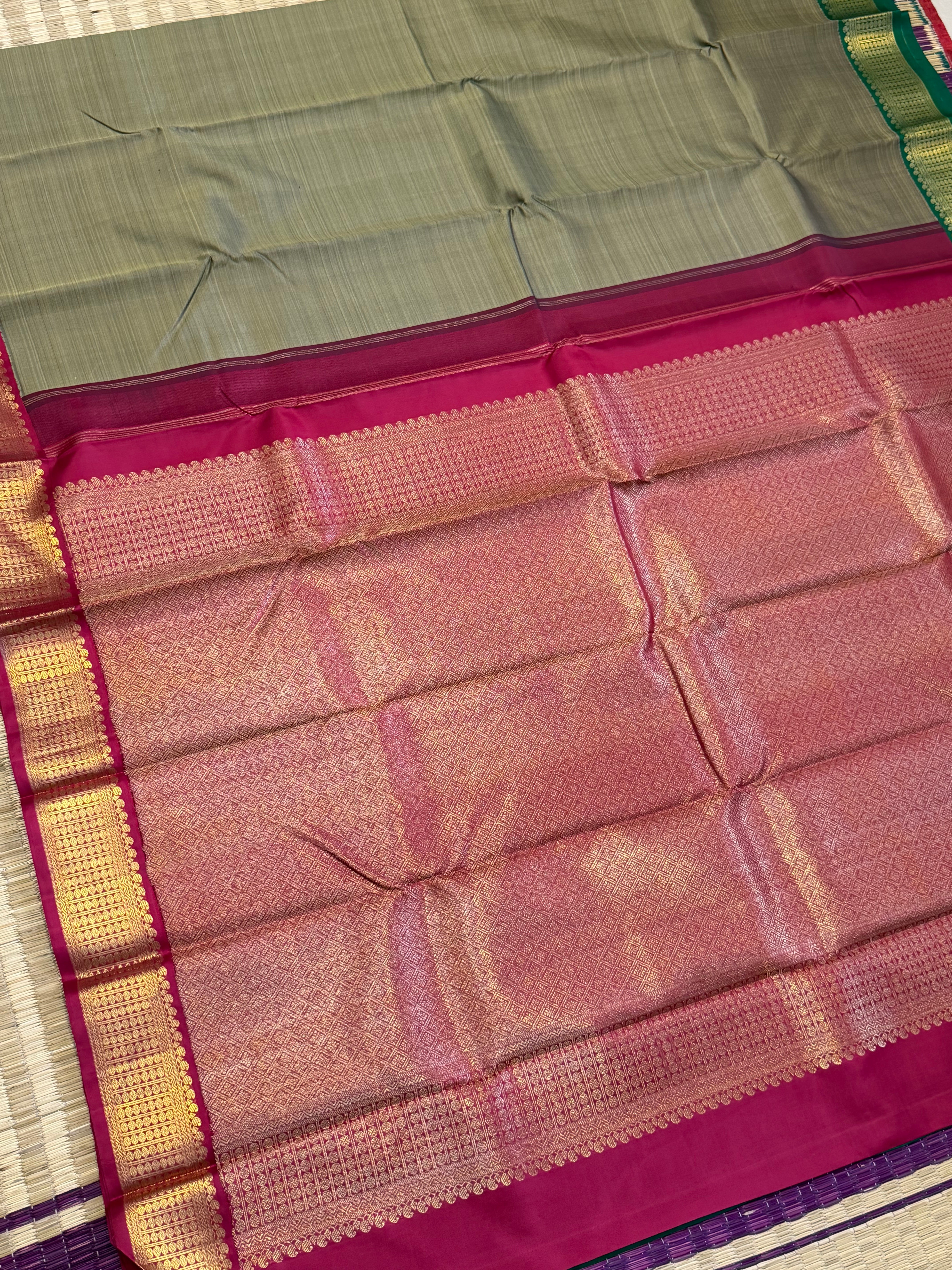 Kaaki Ganga Jamuna double palla Arani saree