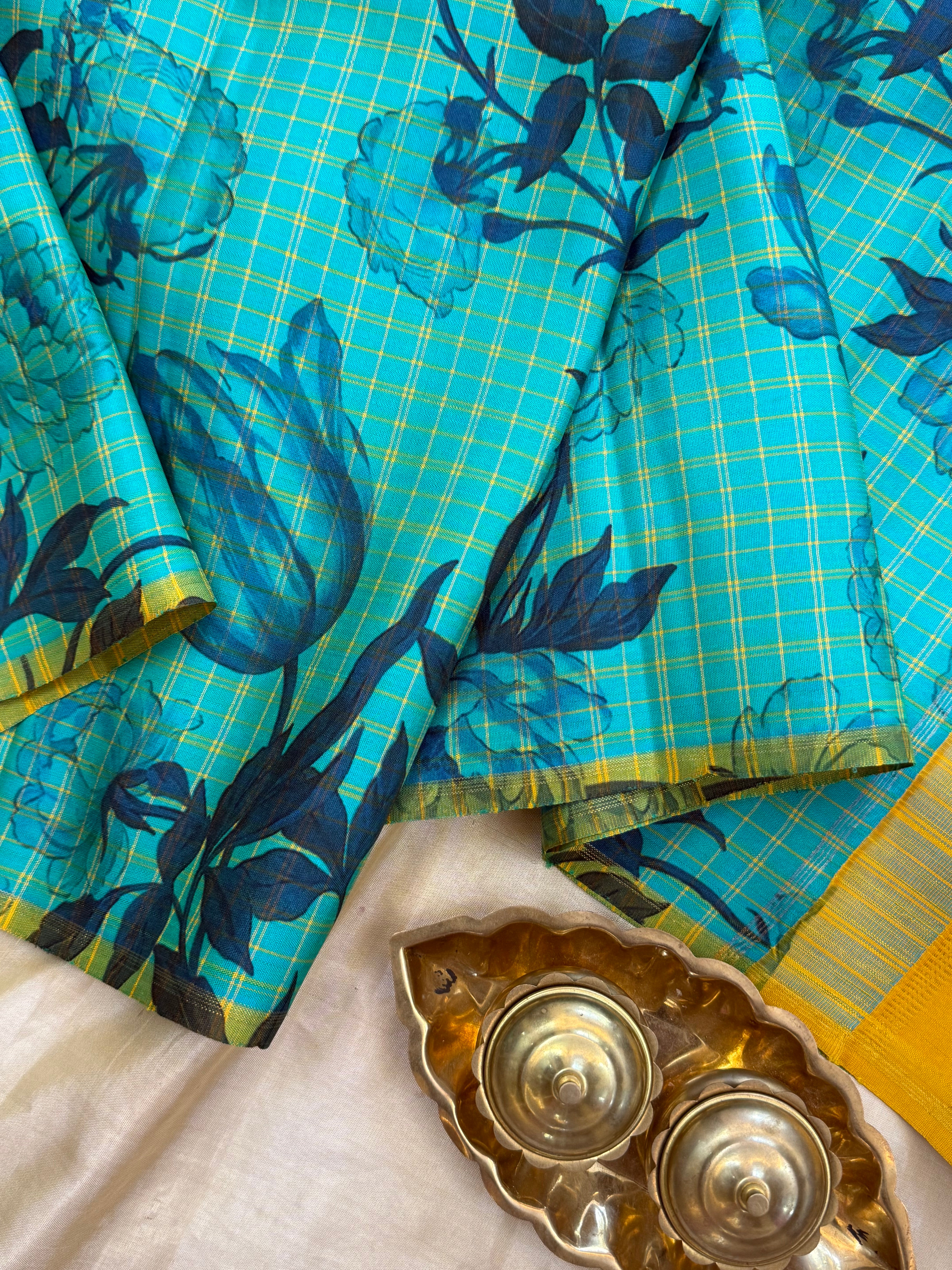 FLORAL DIGITAL PRINTED PURE ZARI / KANJIPURAM SILK SAREE CLSA 10817