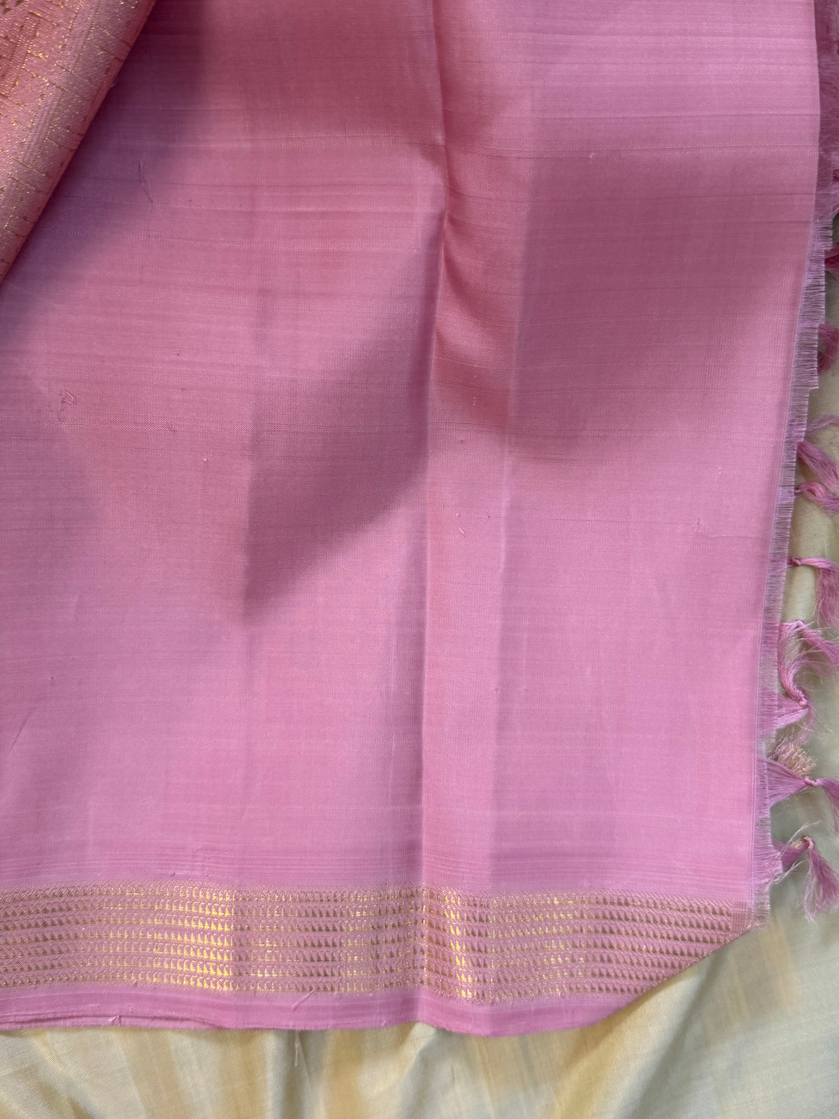 Baby pink butta pure Kanjipuram silk