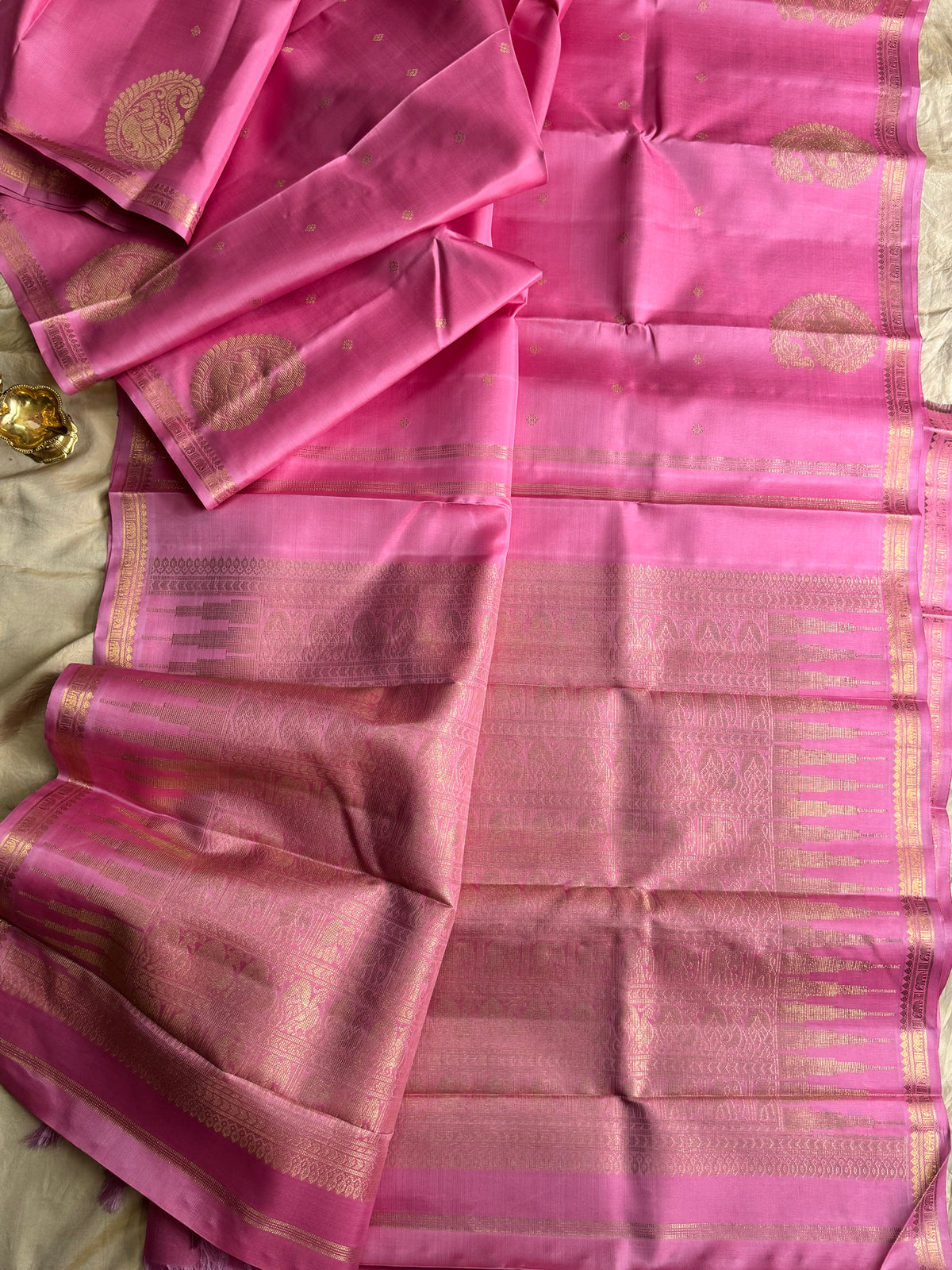 Lotus pink with adai border beetu Butta pure zari/kanjipuram silk saree clsa 11416