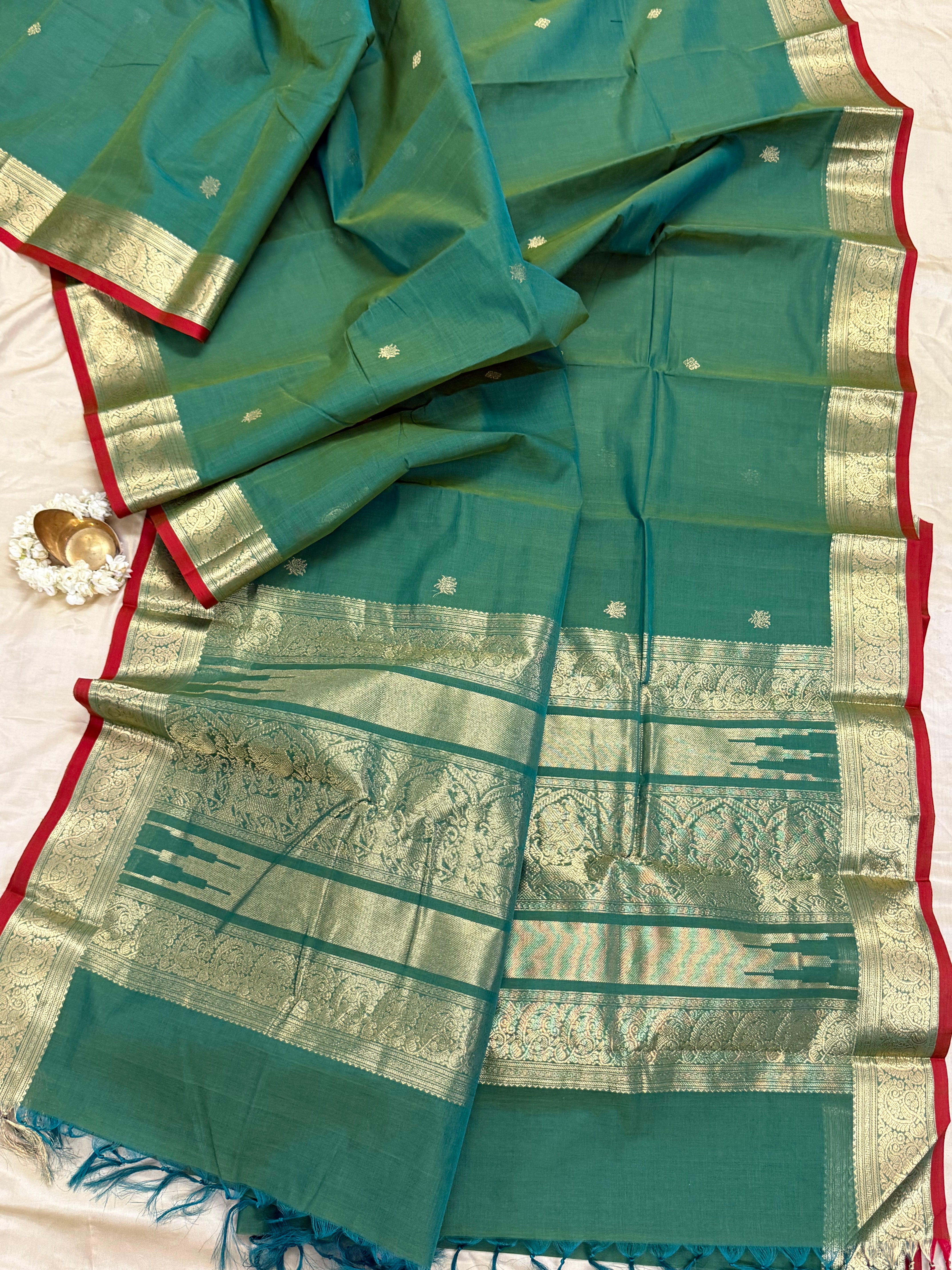 Teal green / Kanchi Cotton
