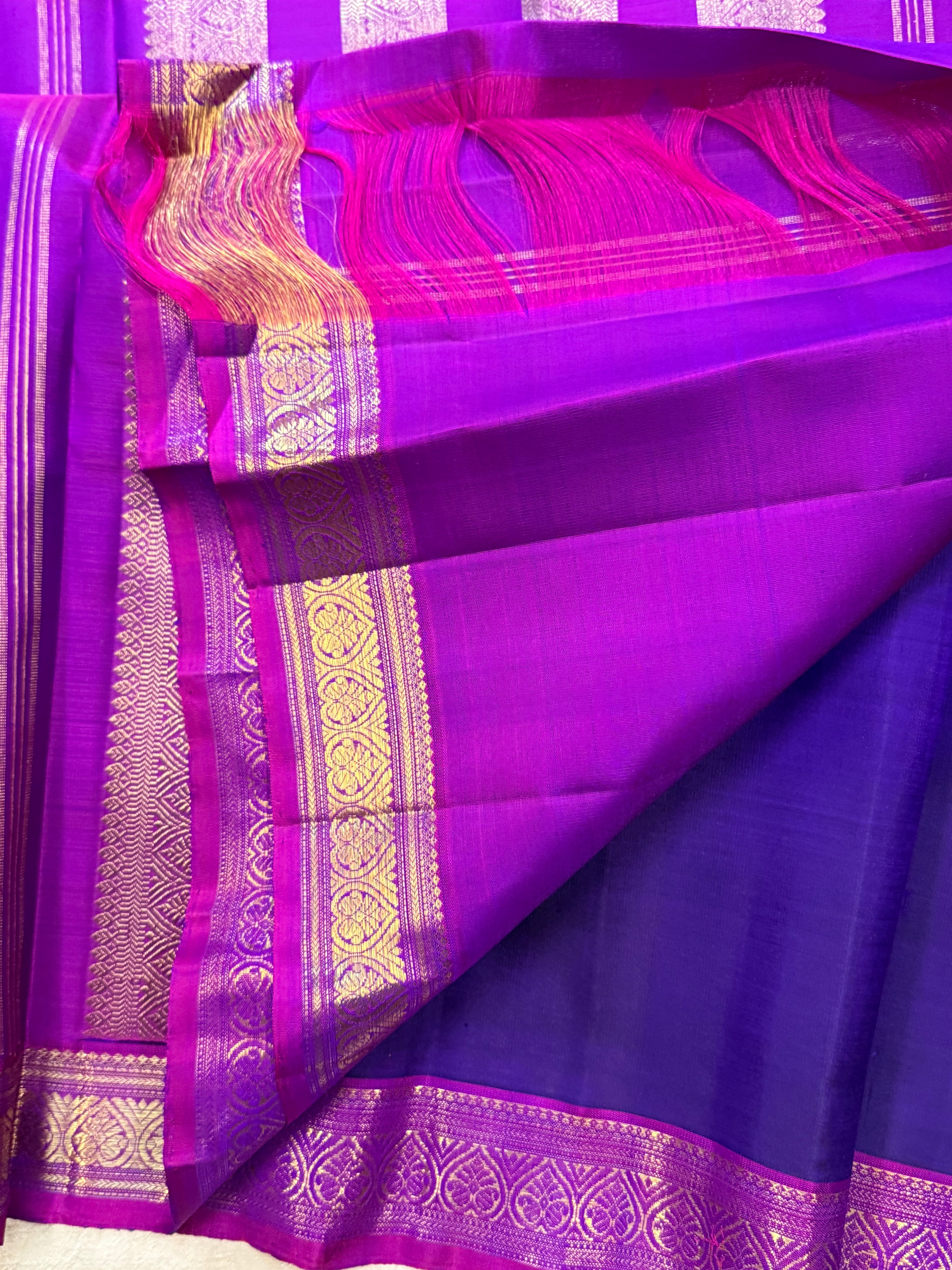 Purplish blue and purple / Kanjipuram silk