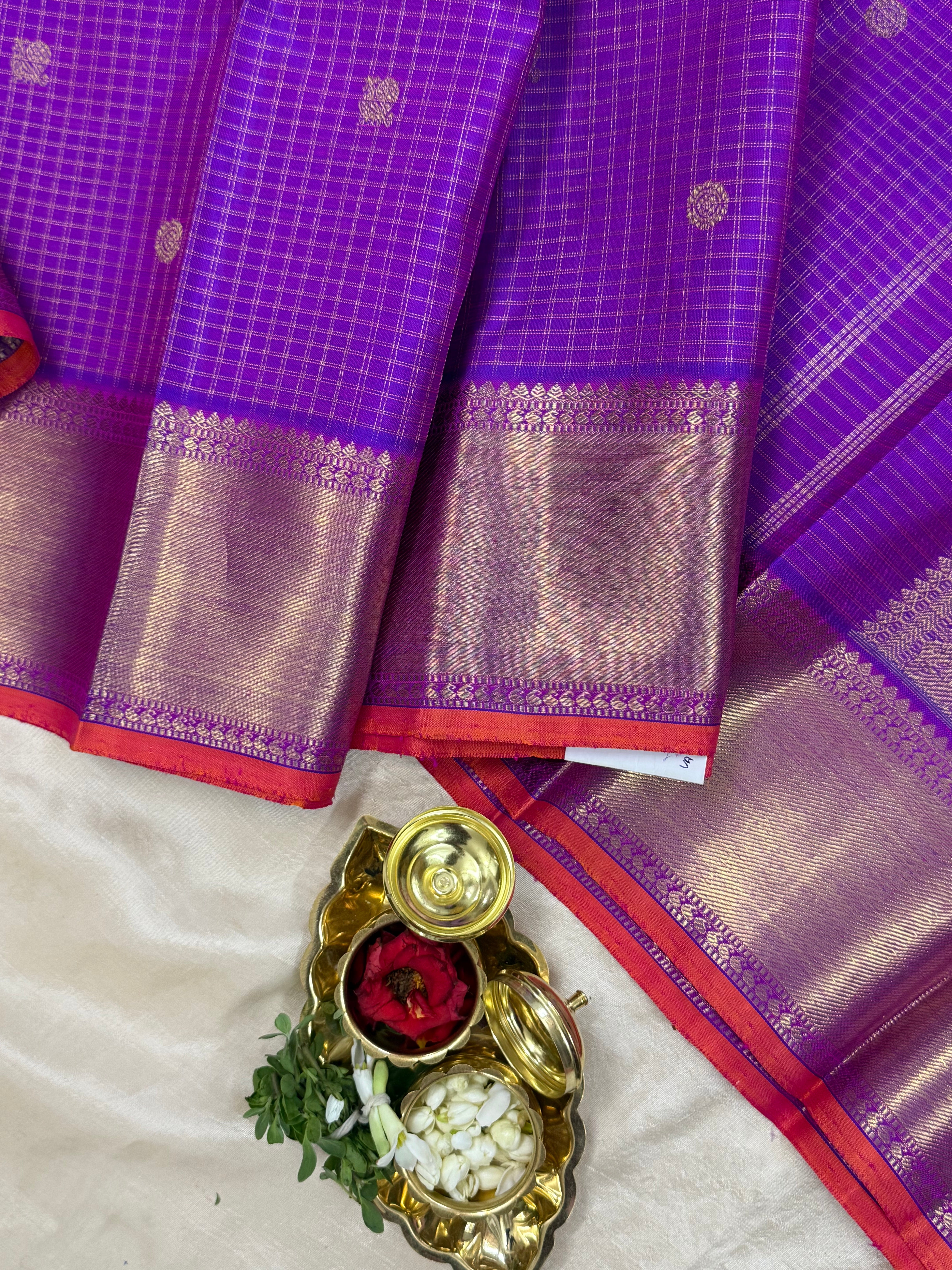 Purple zari kattam getti border/ Kanjipuram silk
