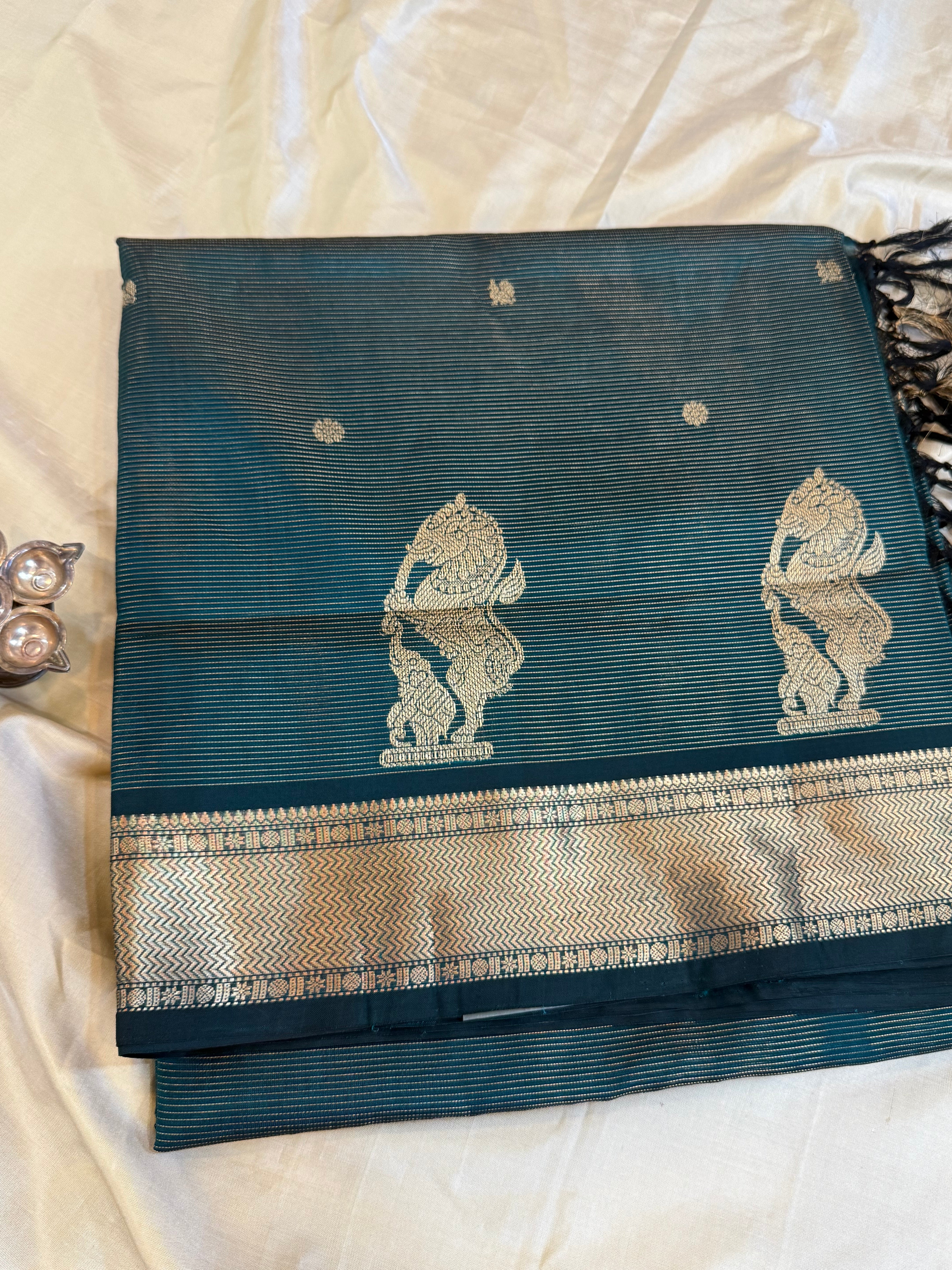 Rama green Yazhli pet mercidised premium silk cotton