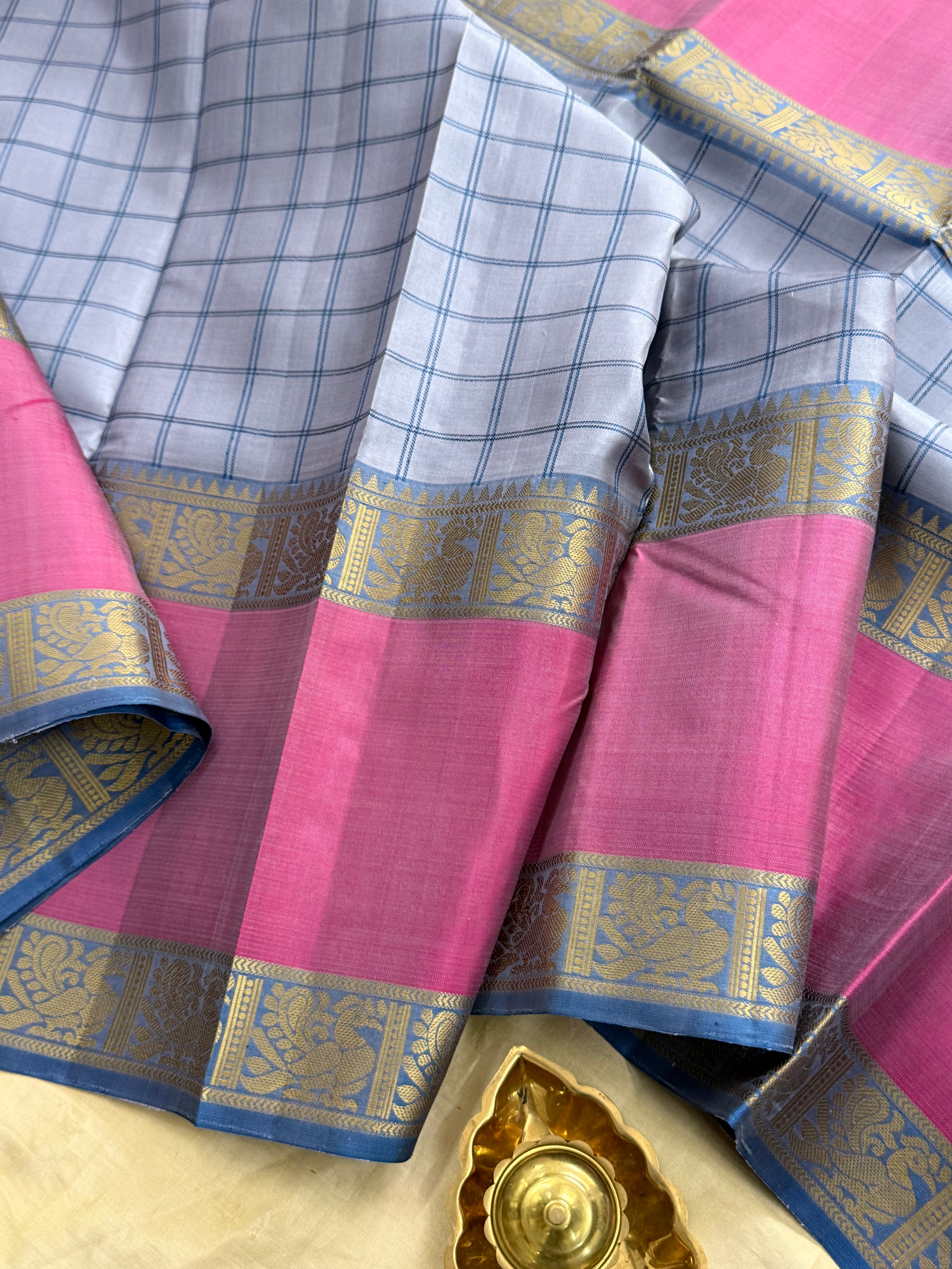 Grey kattam long border / Varnangal Soft Silk CL8755