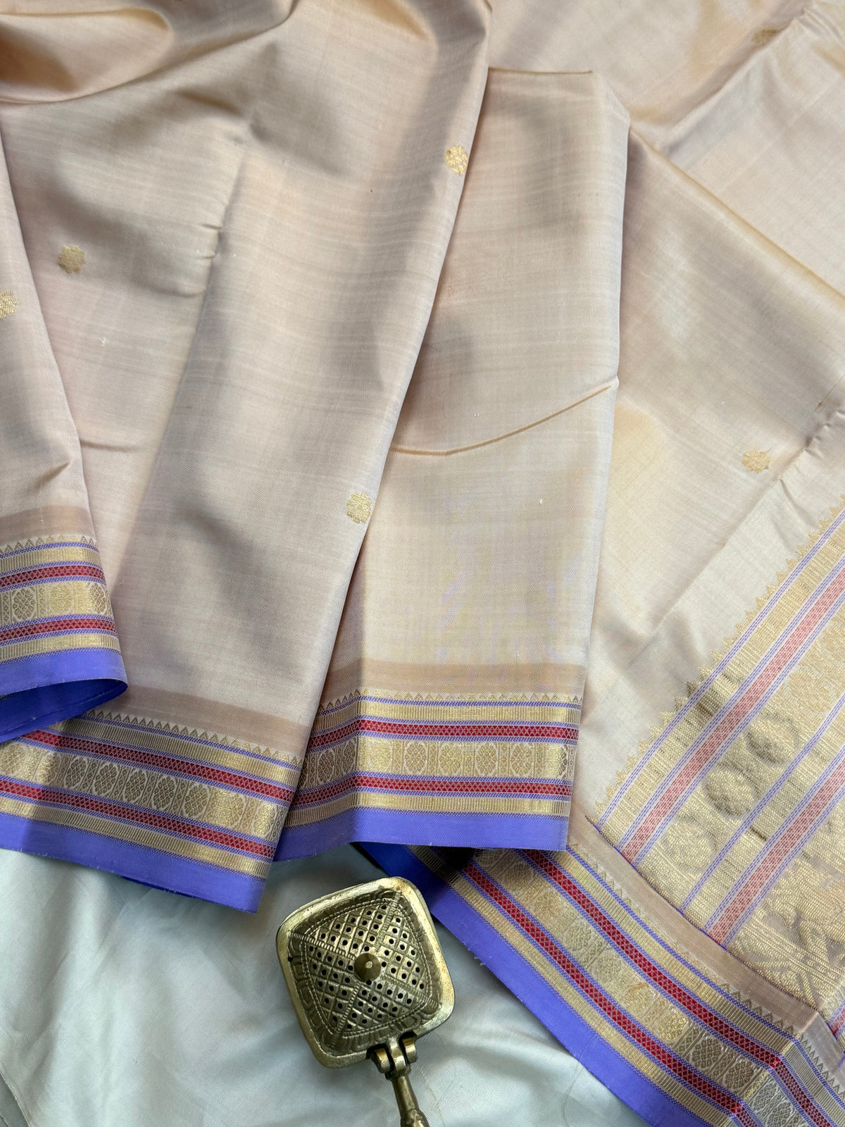 Dusky blush pink and lavender unique tree komatha pallu / Special edition kanjipuram silk