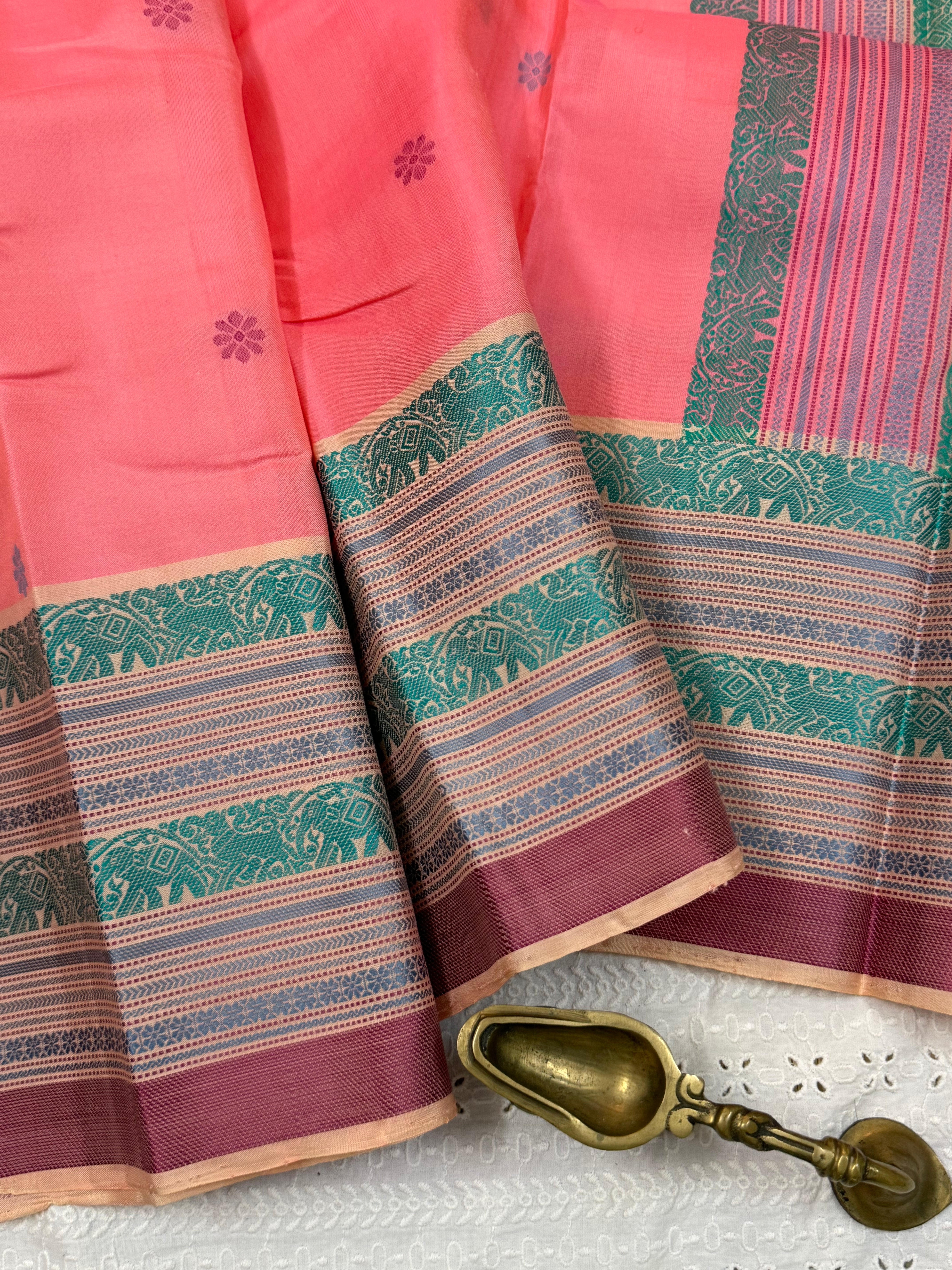 Peach Thread work/ Varnangal Soft Silk