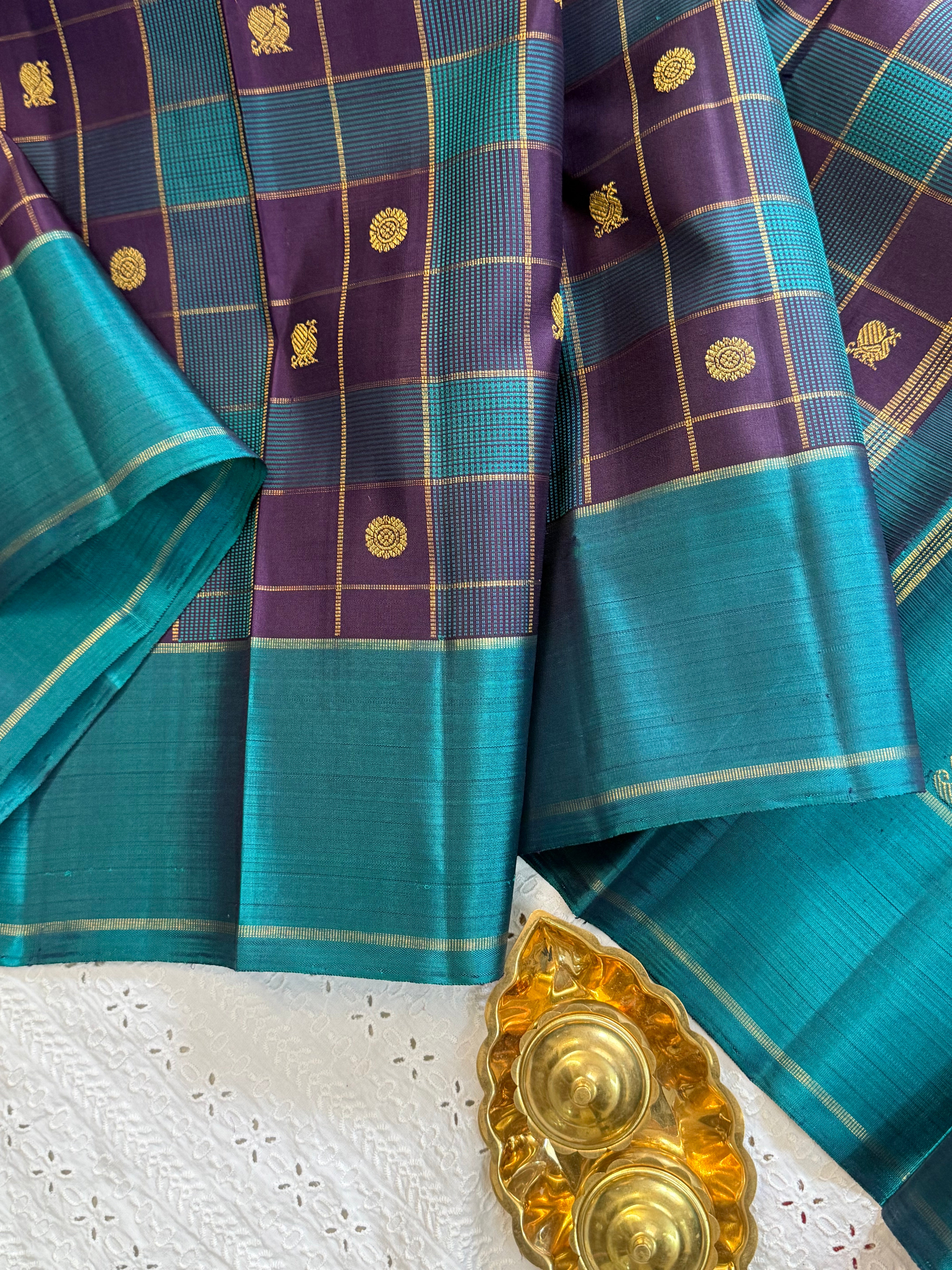 Teal blue and pakku Chettinad kattam