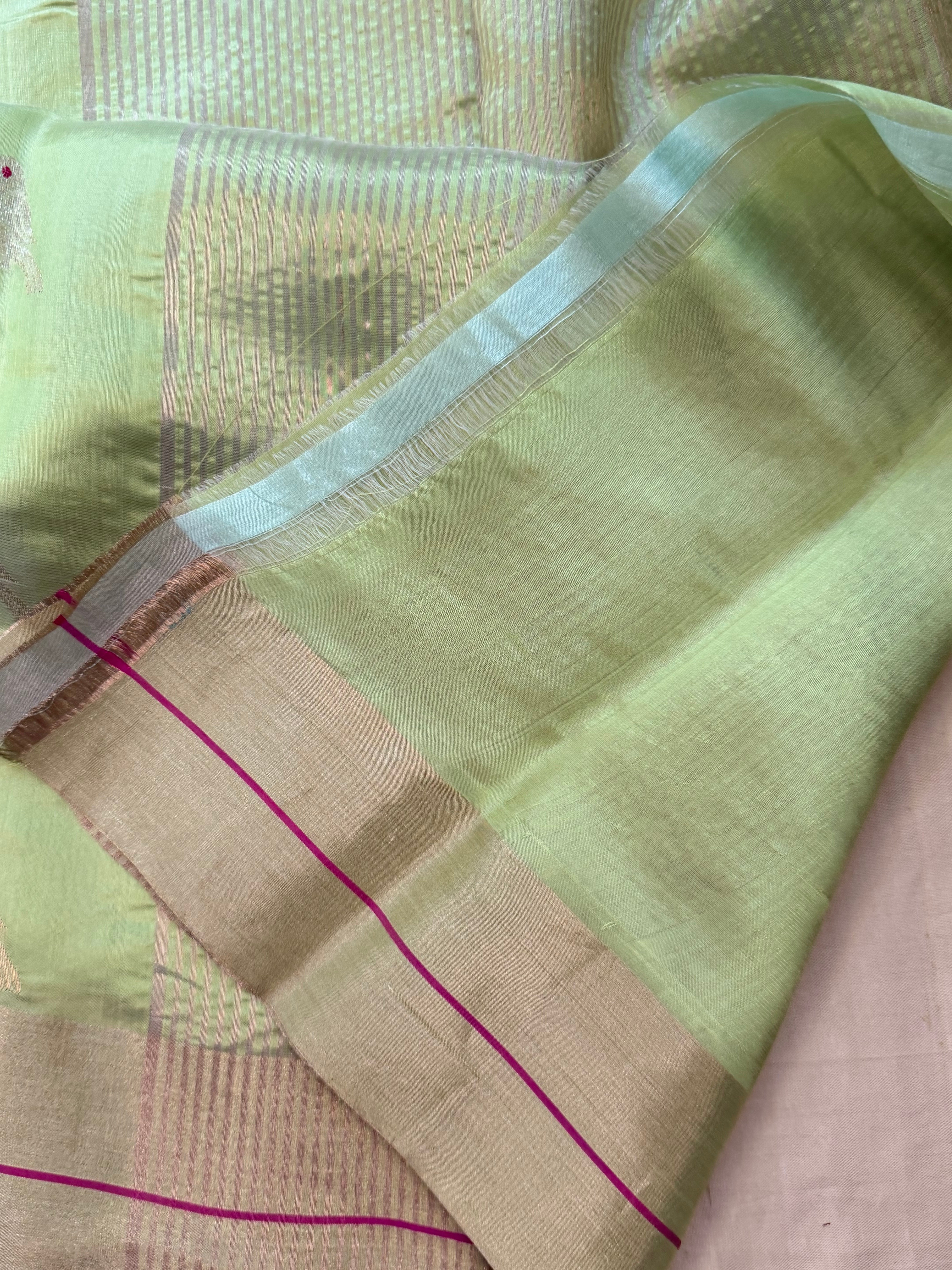 Liril green bird Butta / revival Chanderi silk